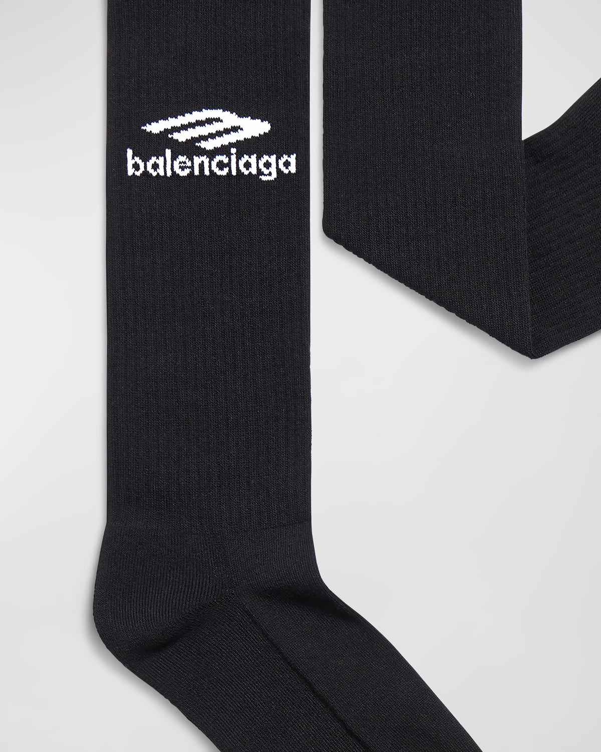 Shop Balenciaga Men's 3b Sports Icon Ski Crew Socks In 1077 Black/white