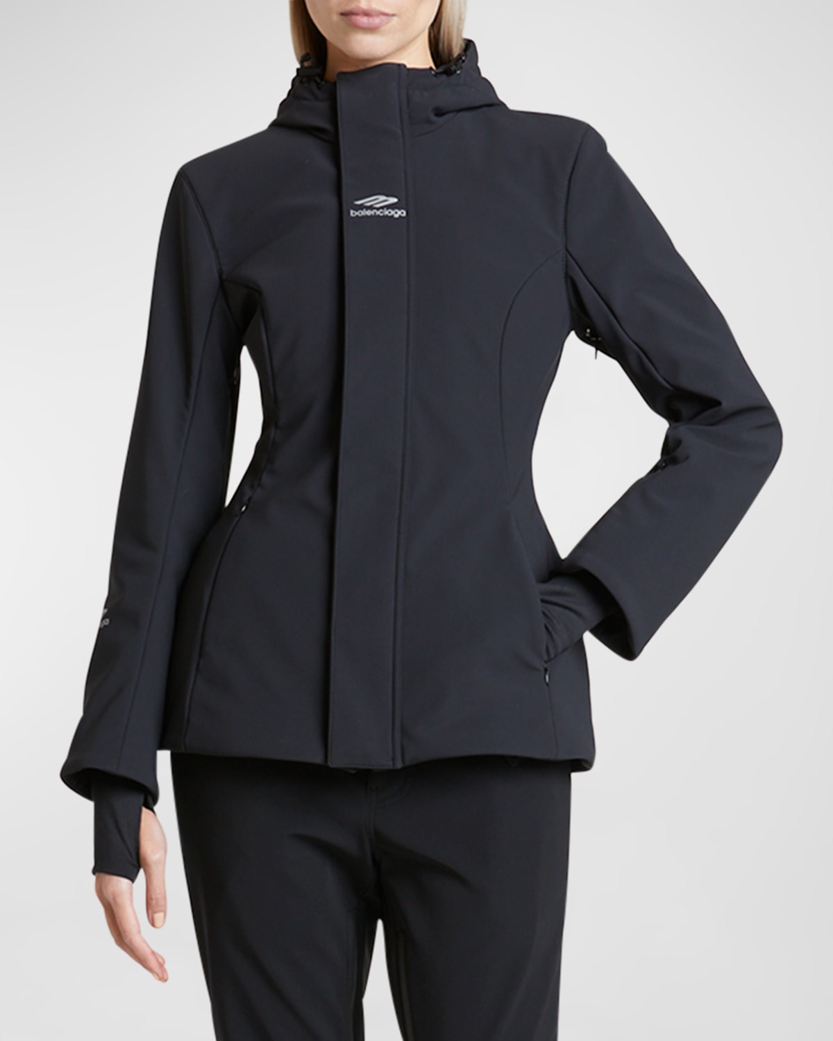 Balenciaga Women 3b Sports Icon Ski Hourglass Parka In Black