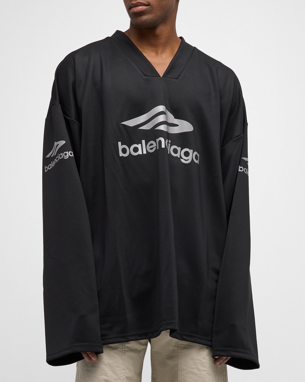 Shop Balenciaga Men's 3b Sports Icon Ski Long-sleeve T-shirt In 1000 Black