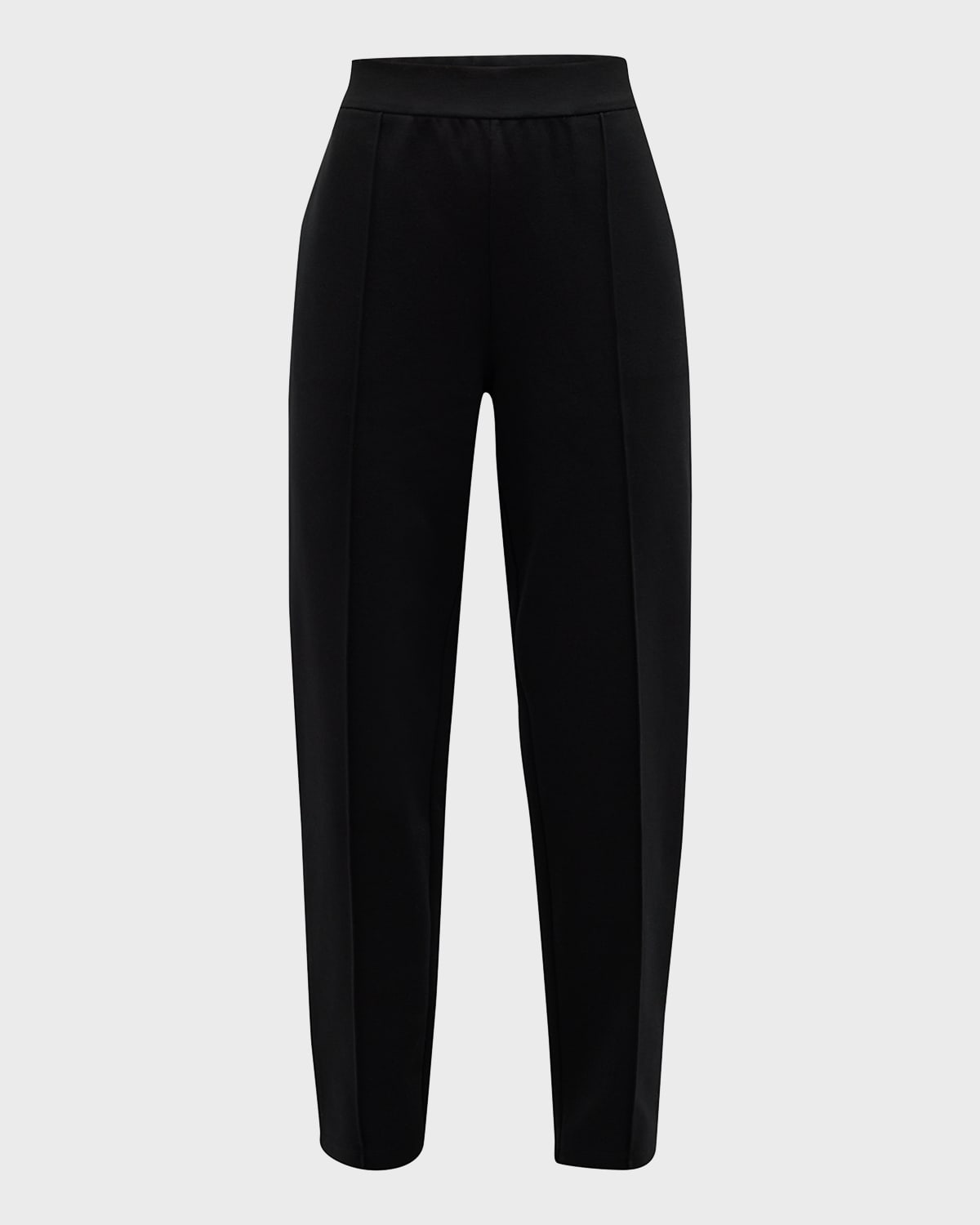 Eileen Fisher Tapered Pintuck Flex Ponte Ankle Pants In Black