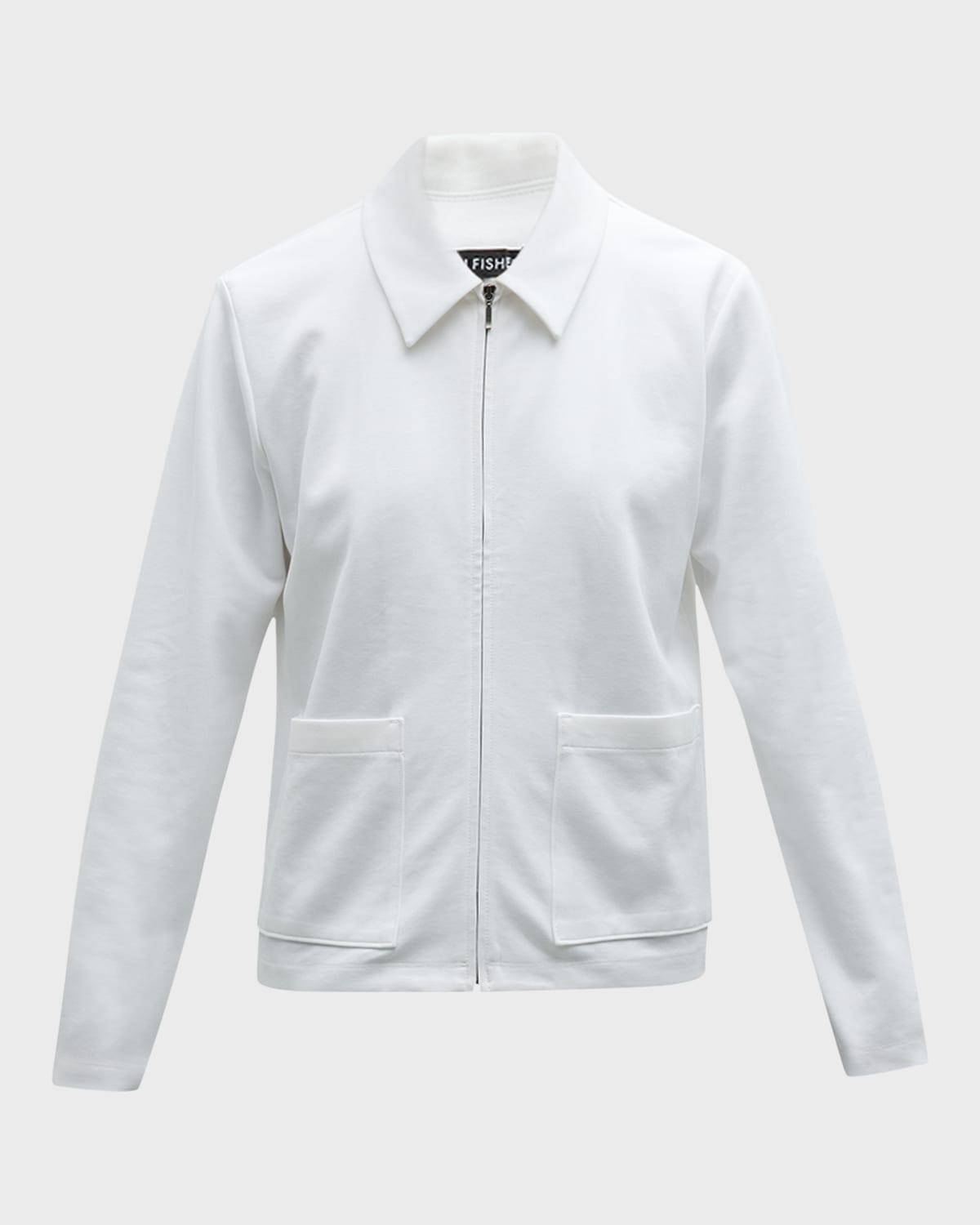 Eileen Fisher Zip-front Washable Flex Ponte Jacket In Ivory