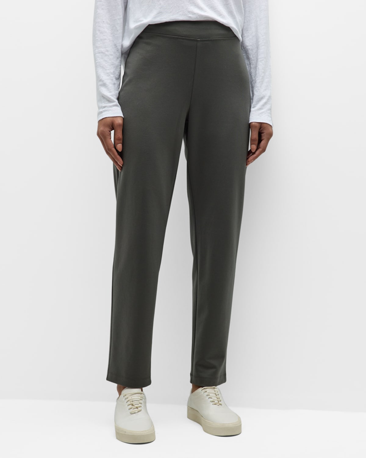Eileen Fisher Petite Cropped Tapered Flex Ponte Pants In Grove