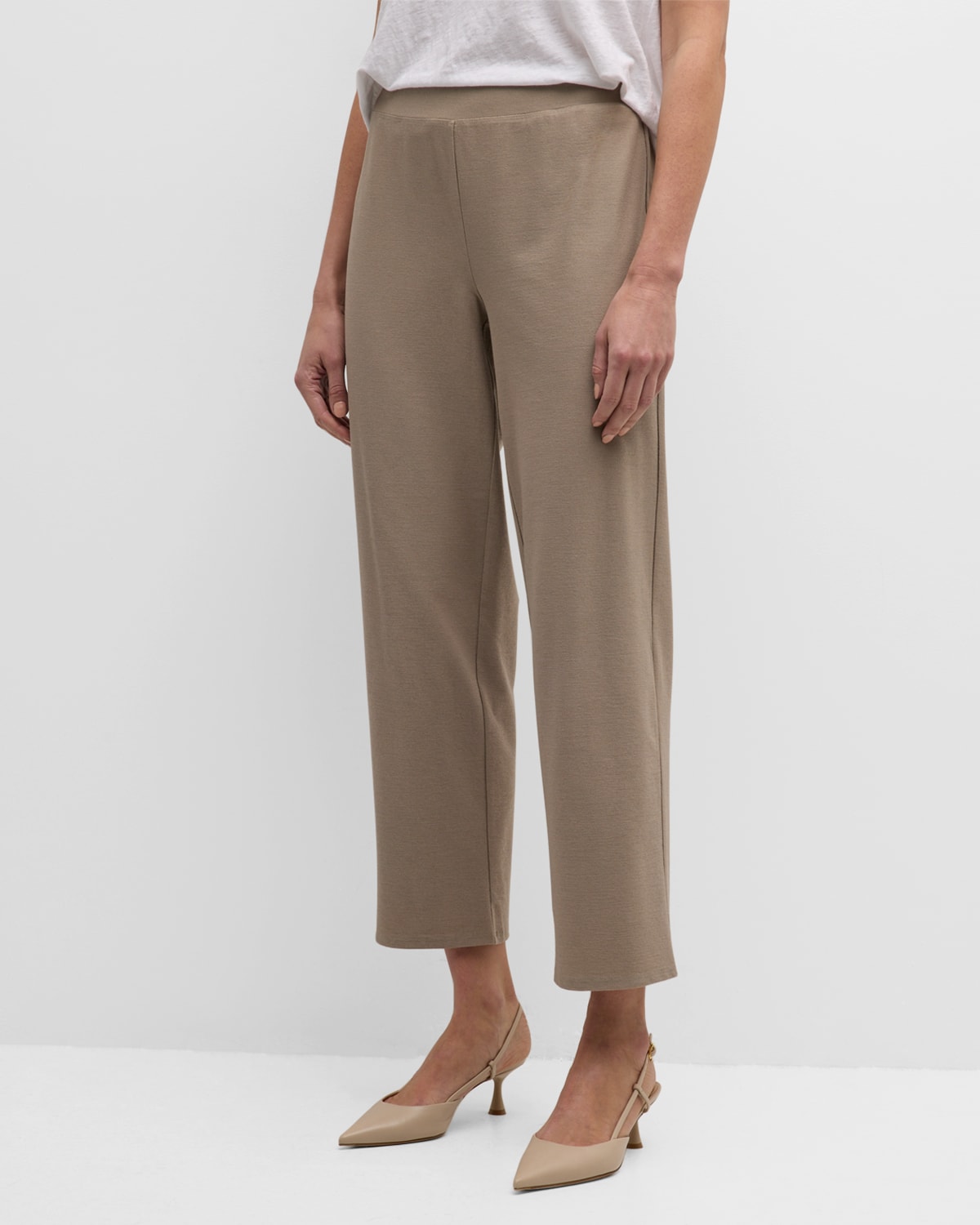 Eileen Fisher Cropped Straight-leg Stretch Crepe Pants In Briar