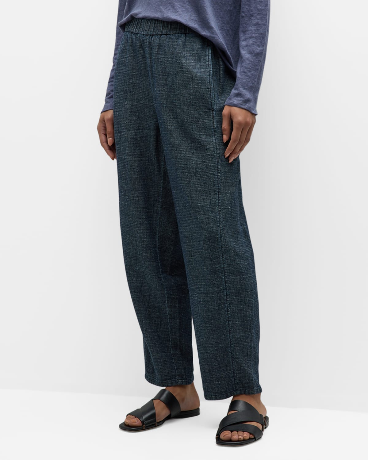 Eileen Fisher Cropped Straight-leg Trousers In Denim