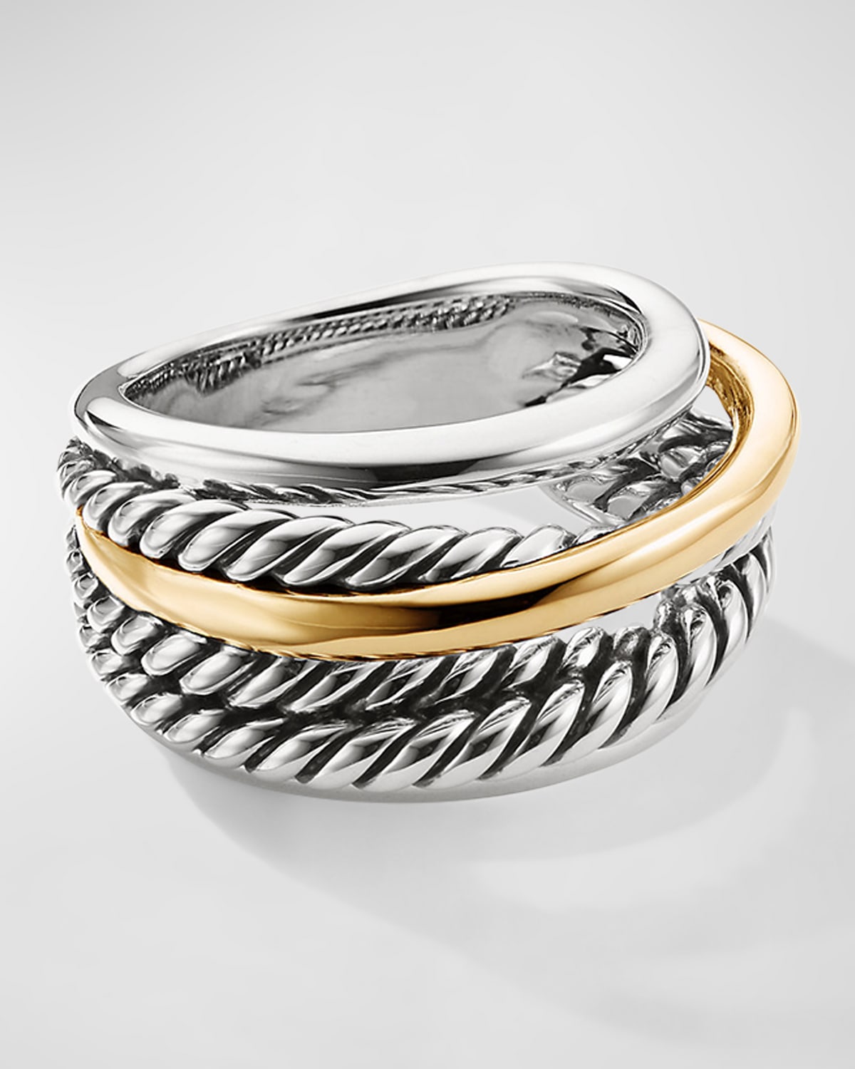 David Yurman Crossover Ring In Silver With 14k Gold, 14.7mm In Metallic
