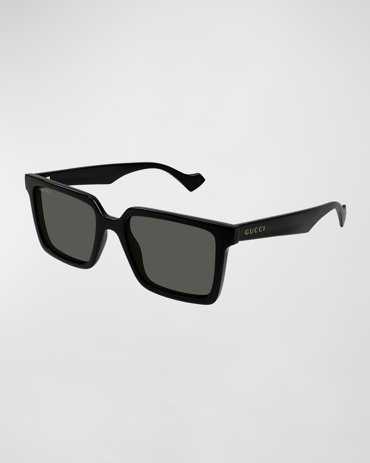 Gucci Men's Acetate Rectangle Sunglasses In Shiny Black