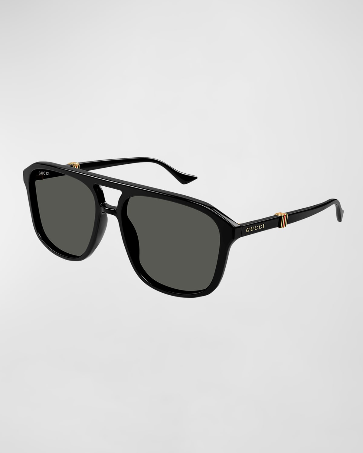 Gucci Men's Running Web Gg1494s 57mm Navigator Sunglasses In Black Dark Grey