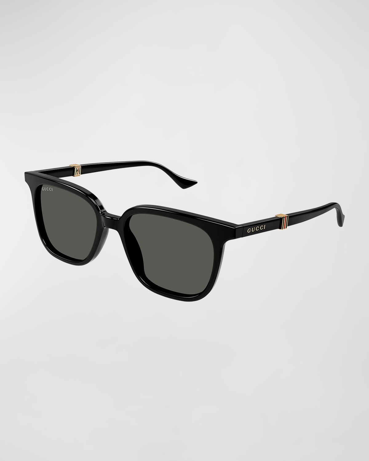 Gucci Men's Running Web Square Sunglasses In Black Dark Grey