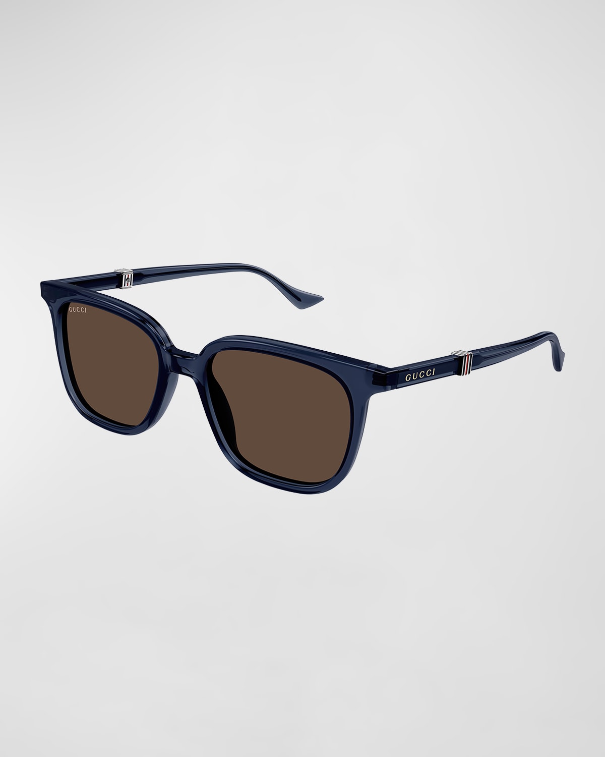 Gucci Men's Acetate Rectangle Sunglasses In Shiny Transparent