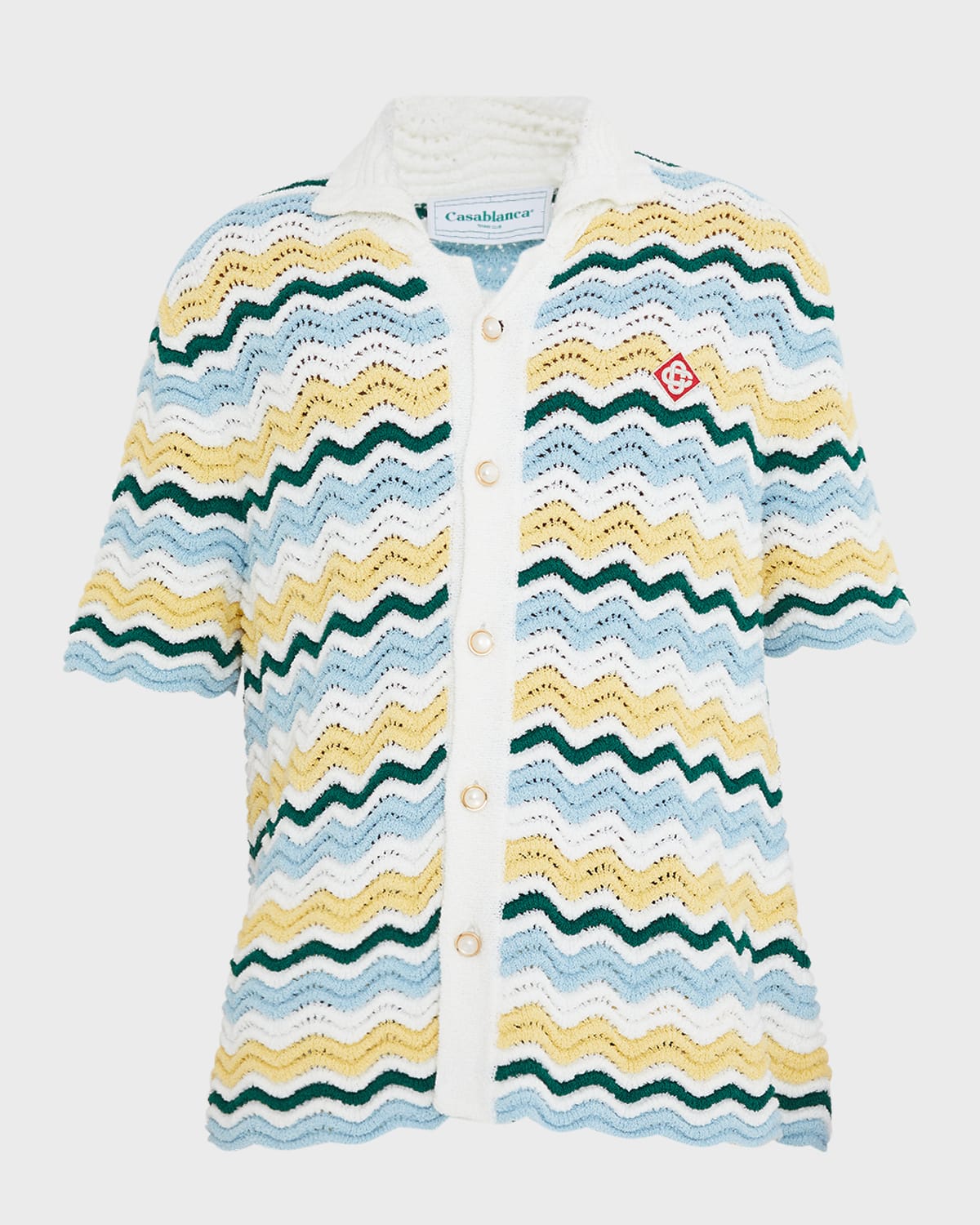 Casablanca Wavy Boucle Button Down Shirt In Yellow