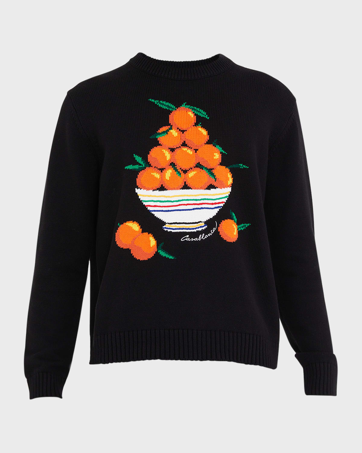 Shop Casablanca Men's Pyramide D'oranges Intarsia Sweater In Black