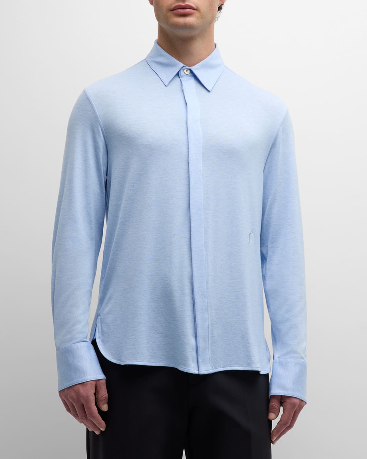 Shop Ferragamo Men's Solid Sport Shirt In Light Blue
