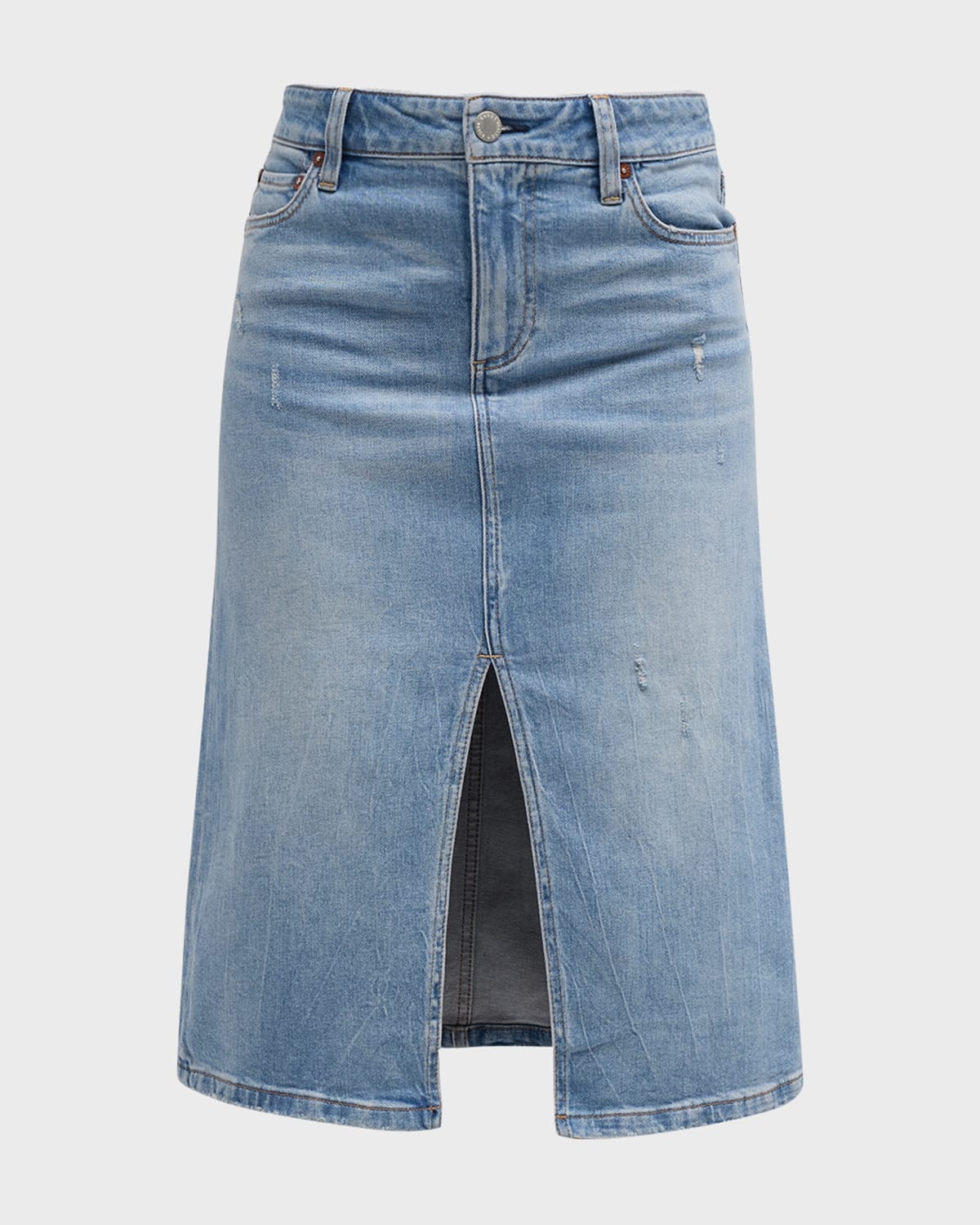 Alice And Olivia Rye Denim Skirt In Lightning Blue