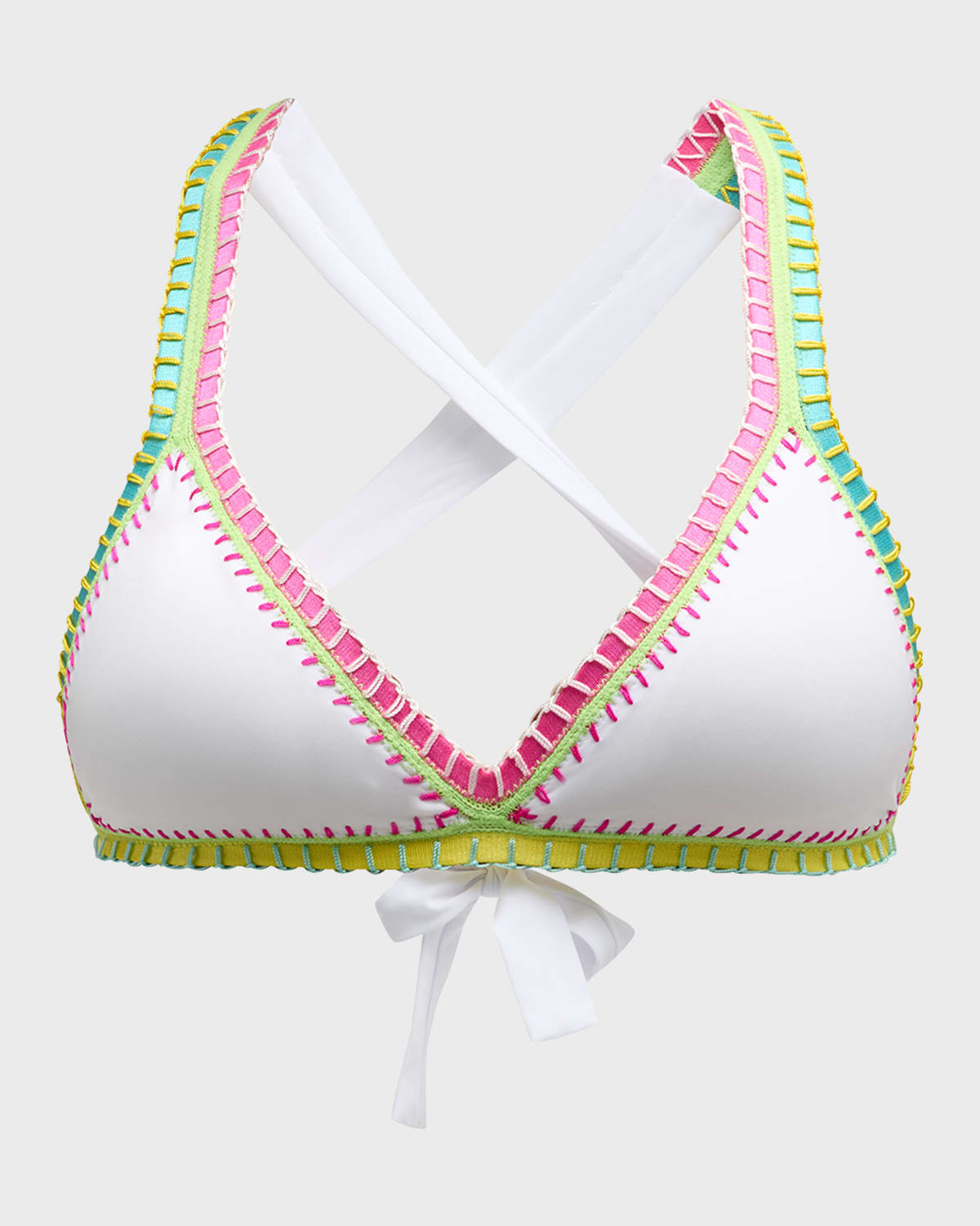 Platinum Inspired By Solange Ferrarini Crochet-trim Triangle Bikini Top In Waterlily