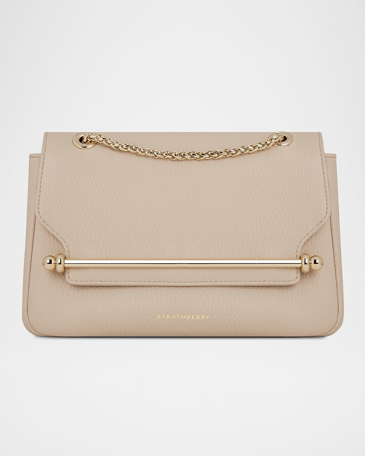 Strathberry Mini East-wester Leather Crossbody Bag In Oat