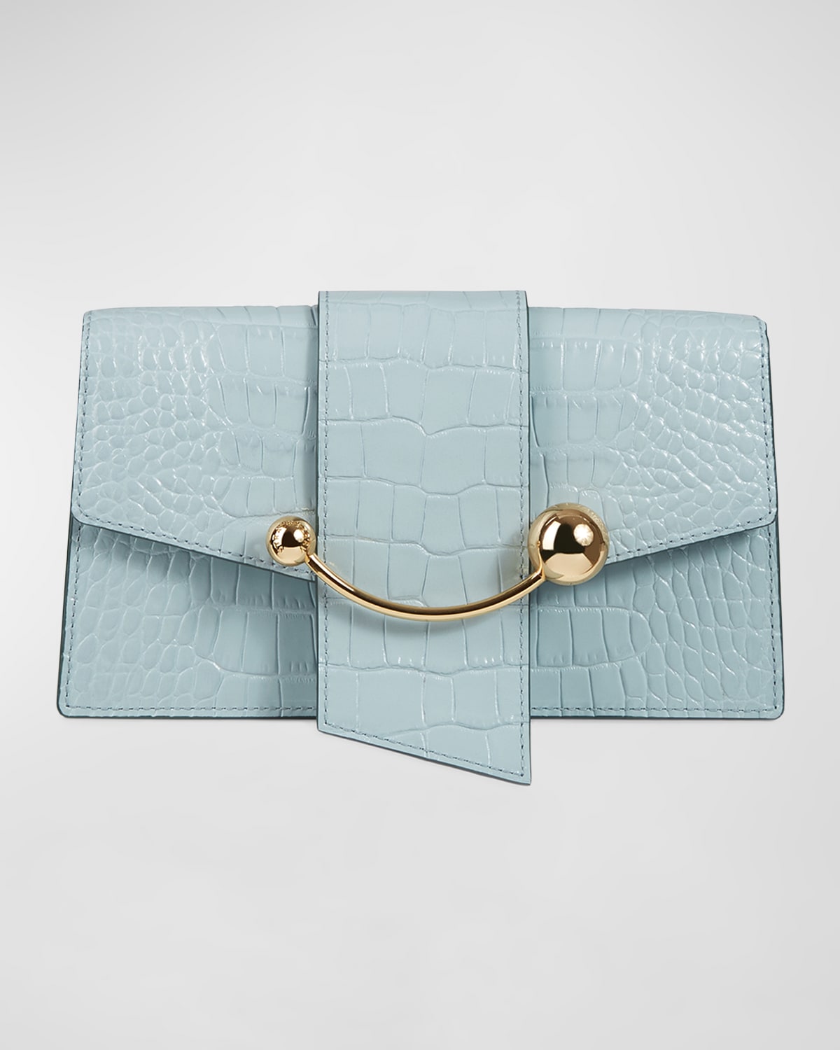STRATHBERRY CRESCENT CROC-EMBOSSED LEATHER CROSSBODY BAG