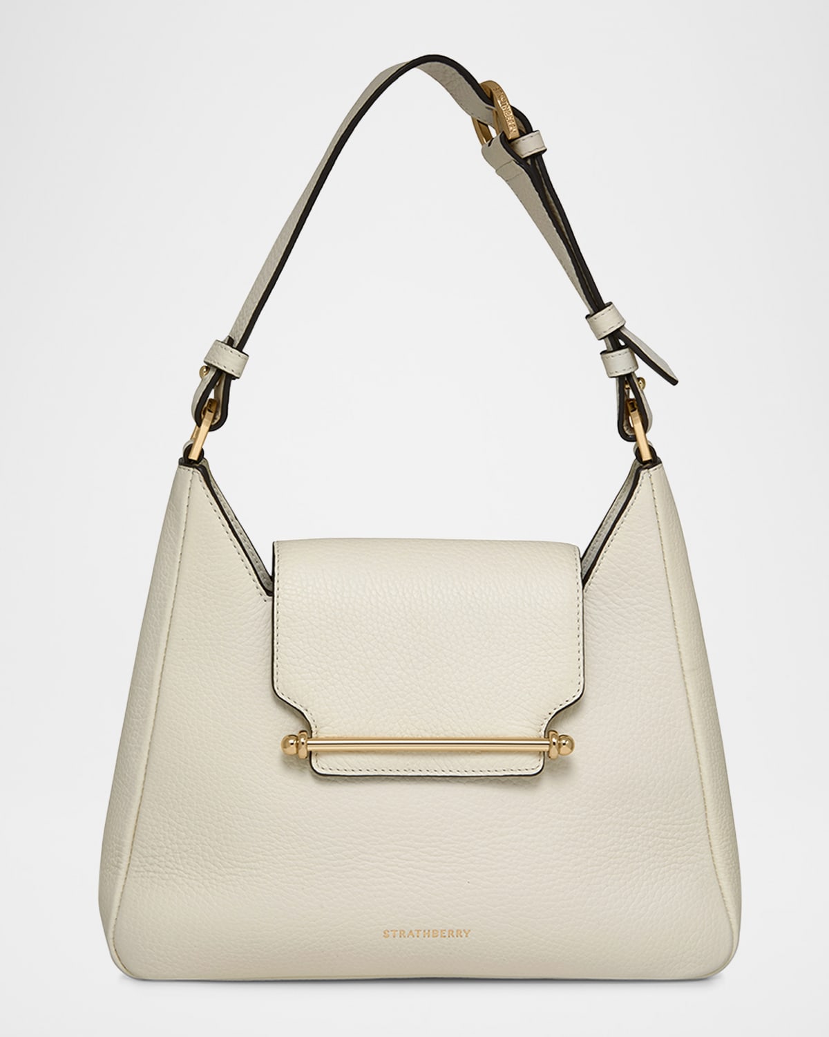 Strathberry Multrees Grain Leather Hobo Bag In Vanilla