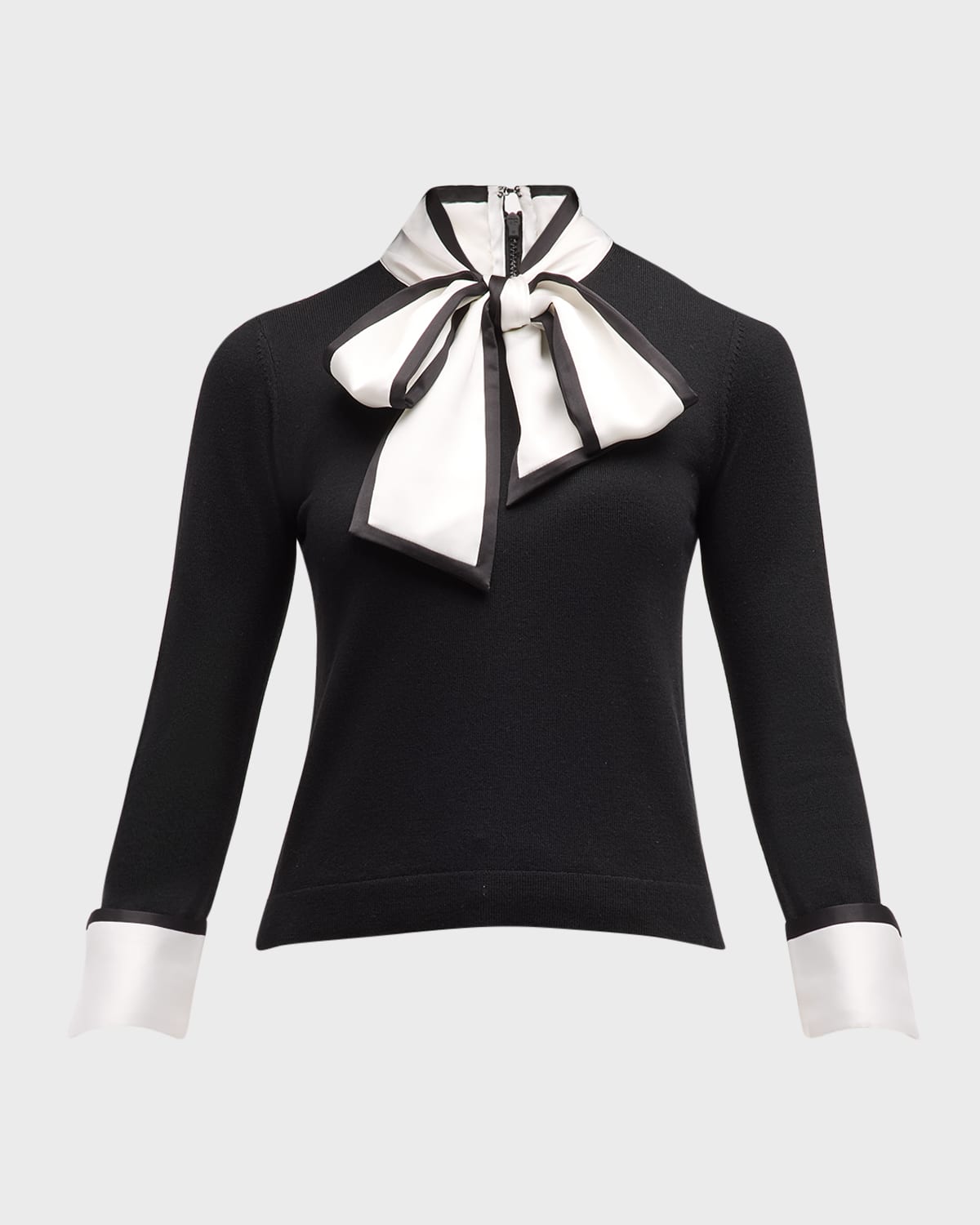 Alice And Olivia Alice + Olivia Justina Mixed Media Wool Sweater In Black Combo