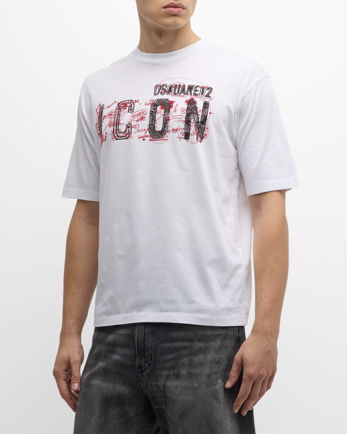 Shop Dsquared2 Men's Icon Scribble Loose-fit T-shirt In White