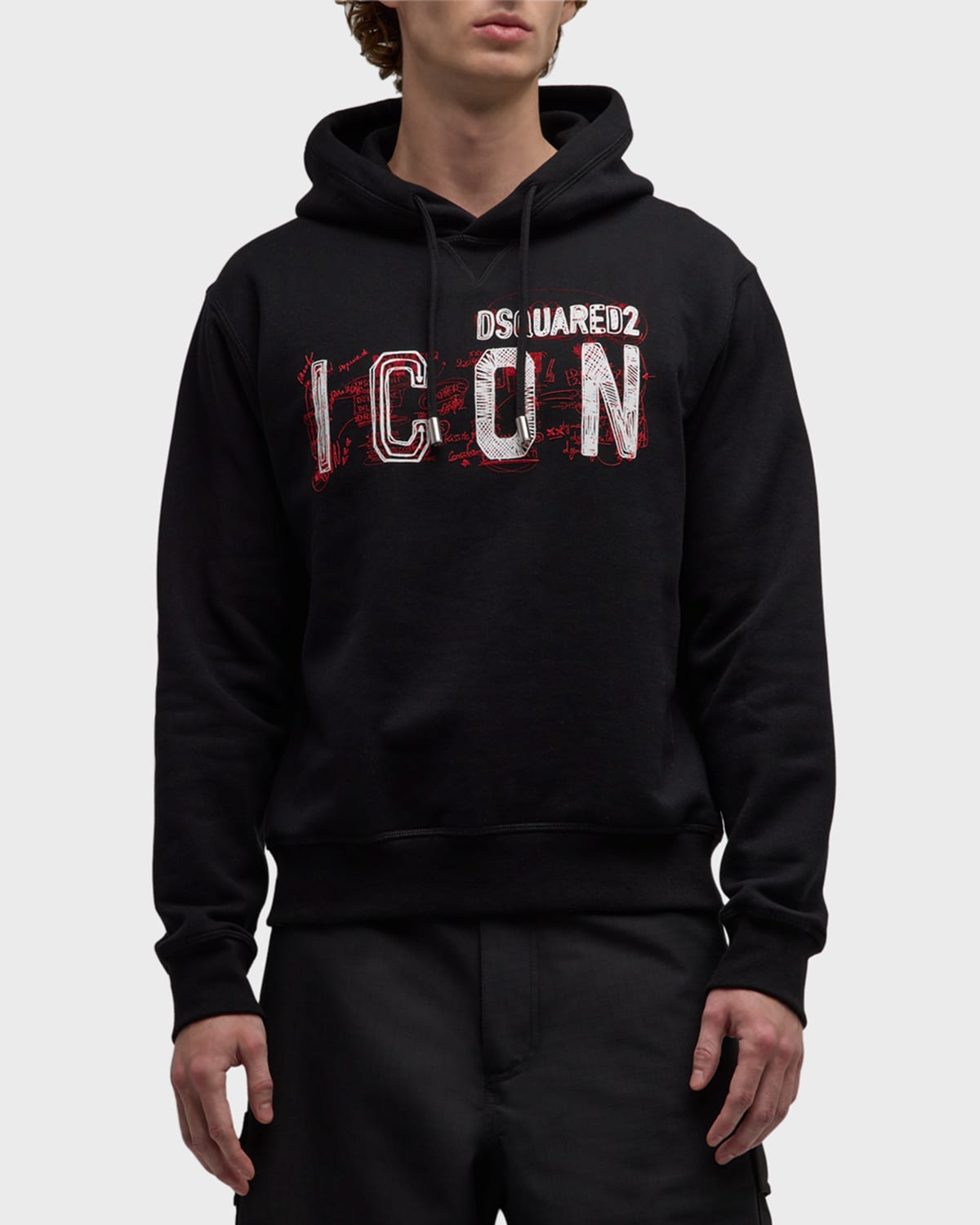 Shop Dsquared2 Men's Icon Scribble Hoodie In Black
