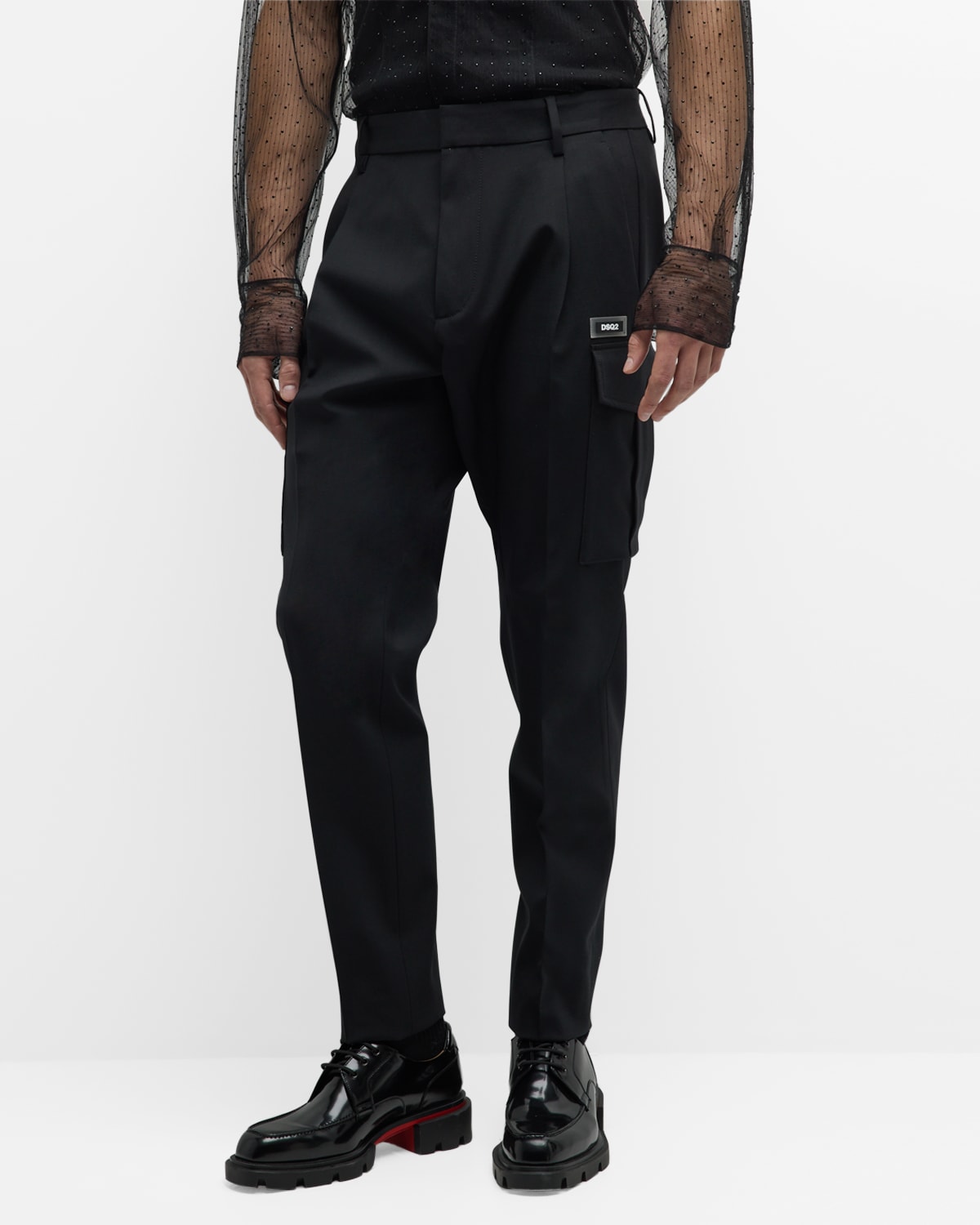 Dsquared2 Men's Pleated Utility Pants In Black