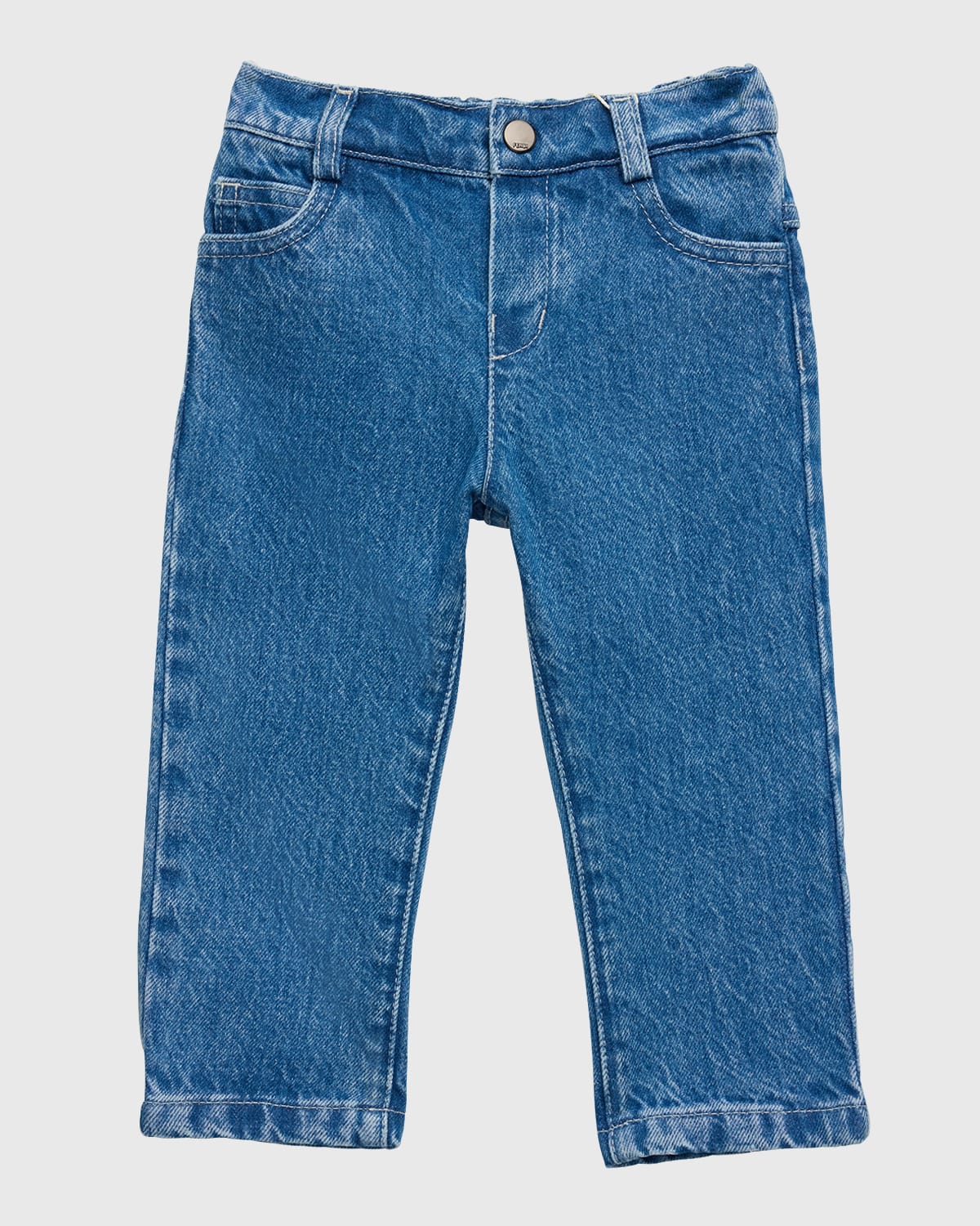 Fendi Kids' Boy's Denim Jeans With Back Ff Logo Patch In F0qg0 Dark Blue