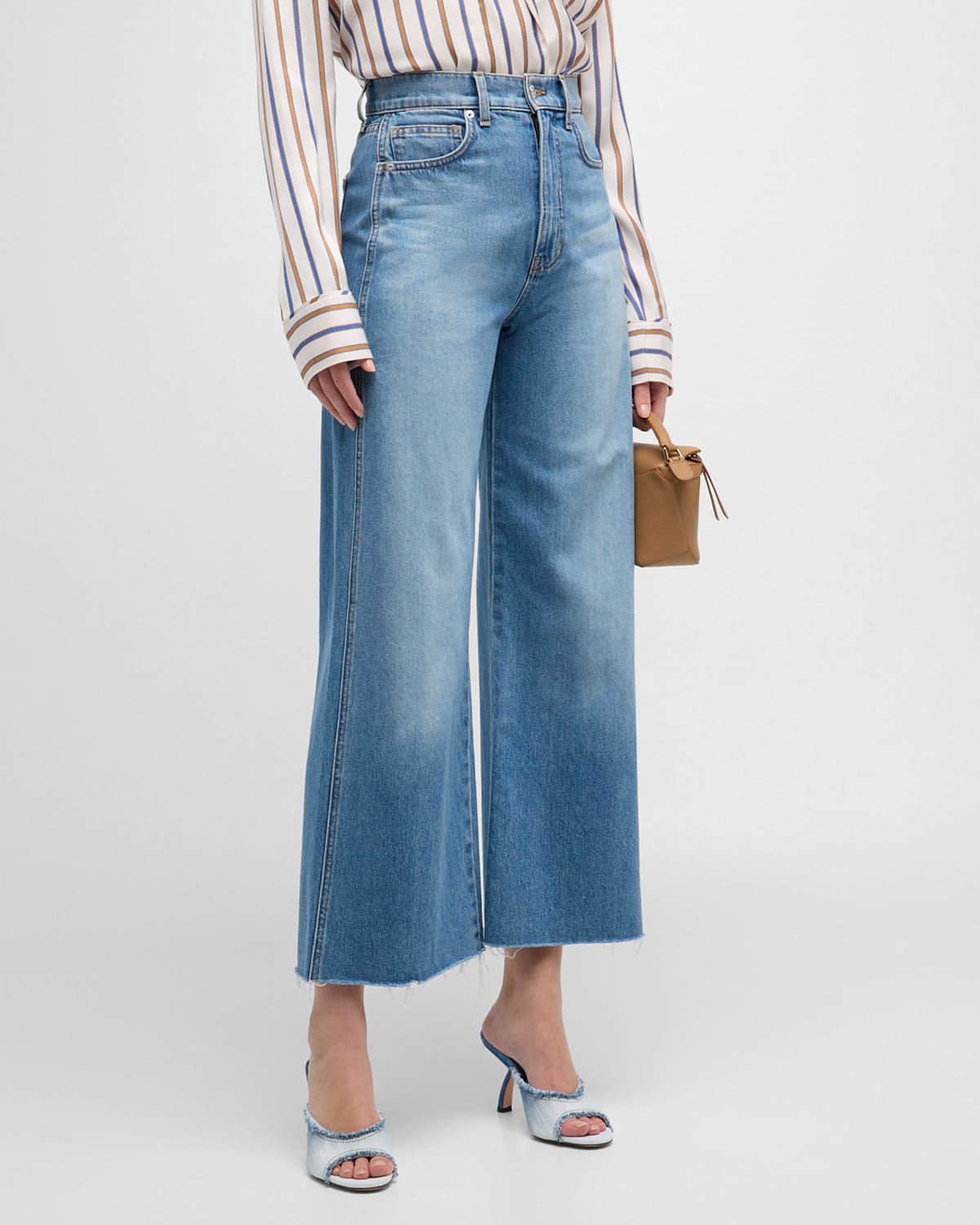 Veronica Beard Jeans Taylor Cropped High Rise Wide-leg Jeans In Enough Said