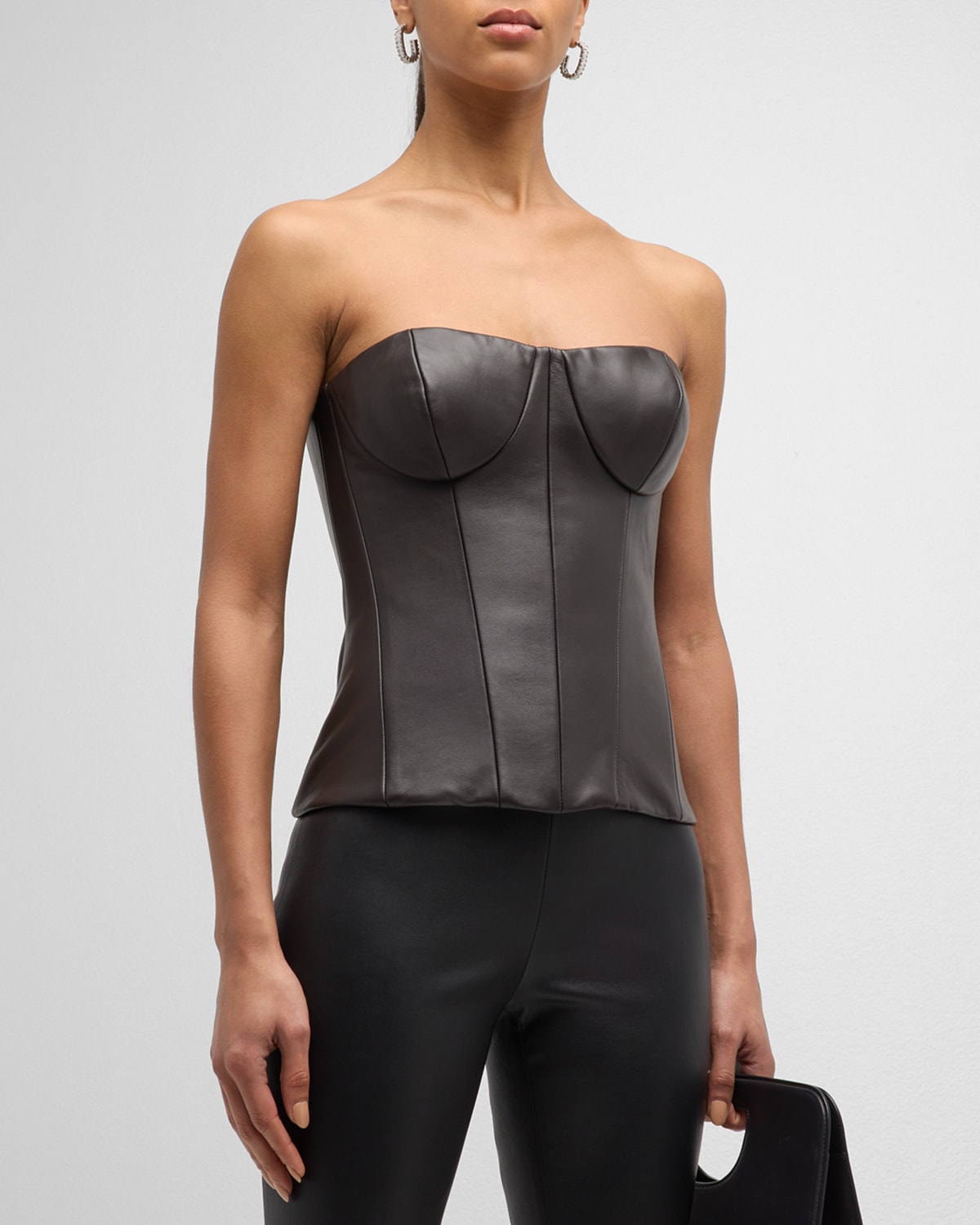 SERGIO HUDSON LEATHER BUSTIER TOP