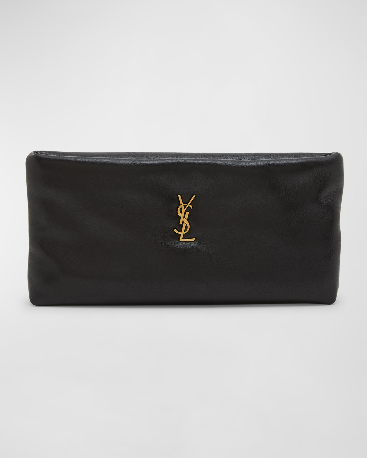 Calypso Ziptop YSL Clutch Bag in Smooth Padded Leather