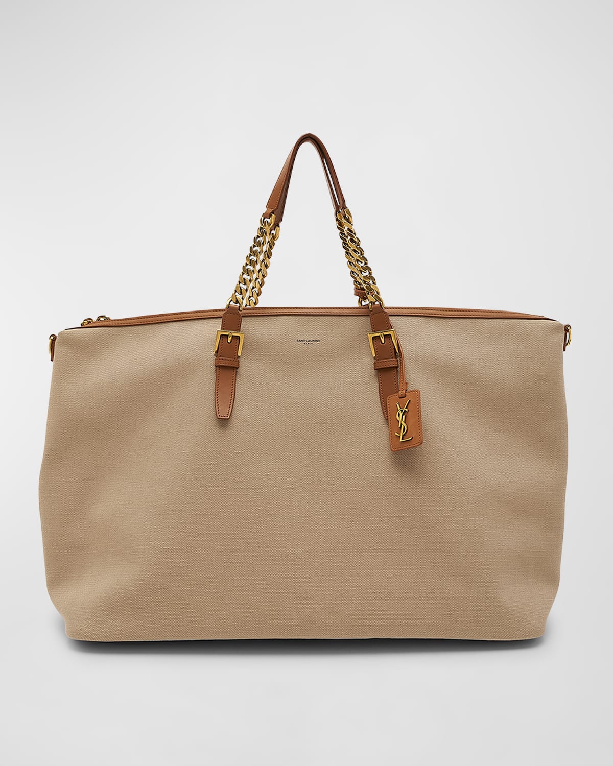 YSL Zip Leather & Canvas Duffel Bag