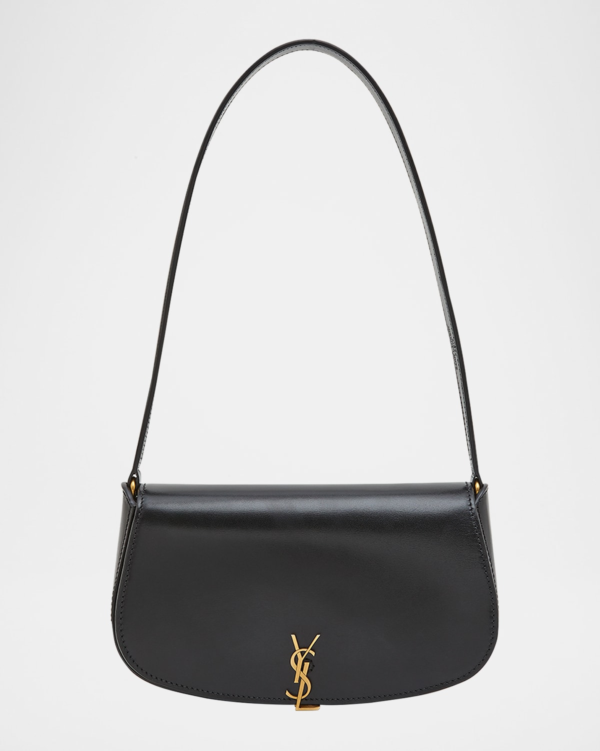 Saint Laurent Mini Ysl Flap Leather Shoulder Bag In Black