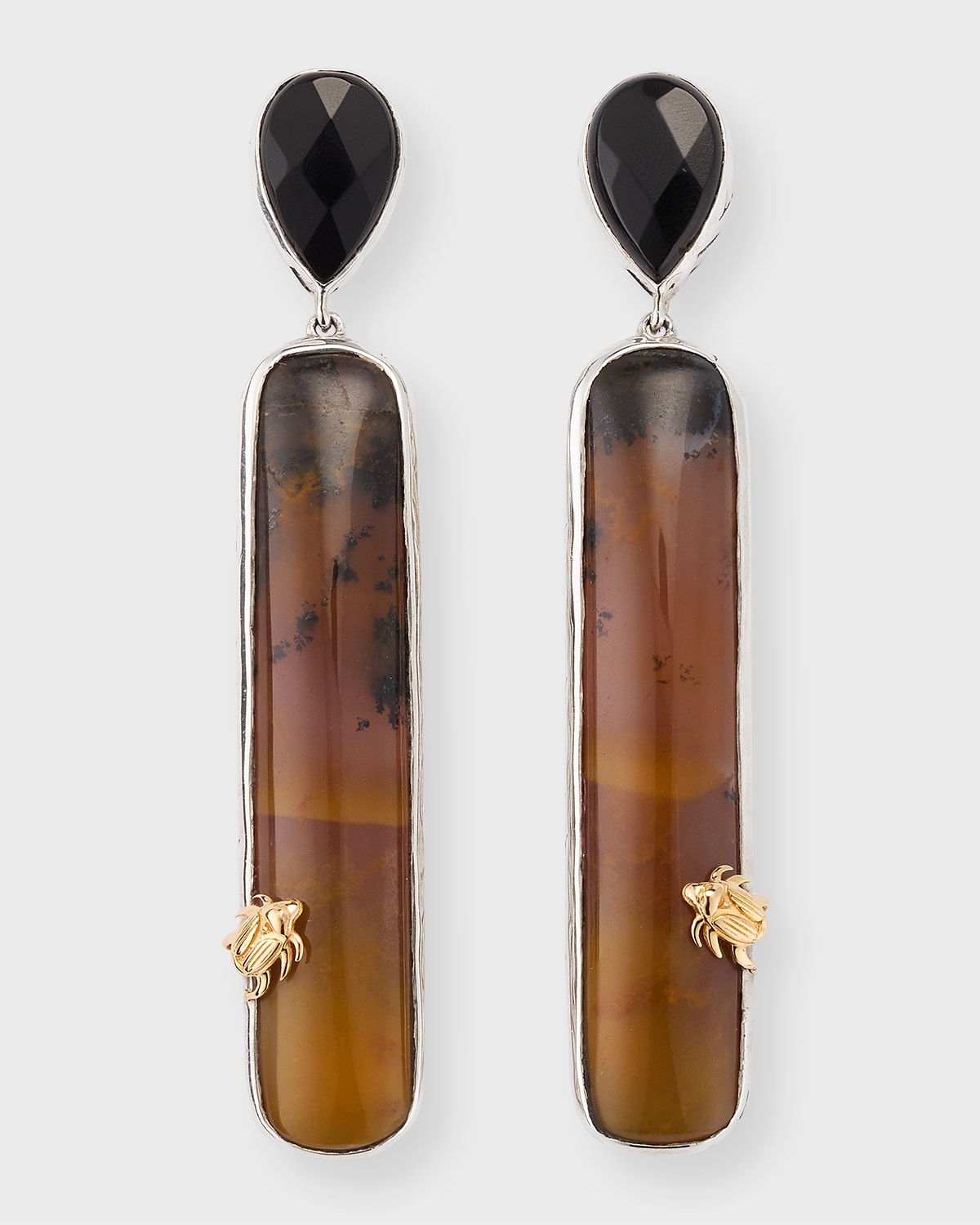 Black Onyx and Dendritic Agate Earrings