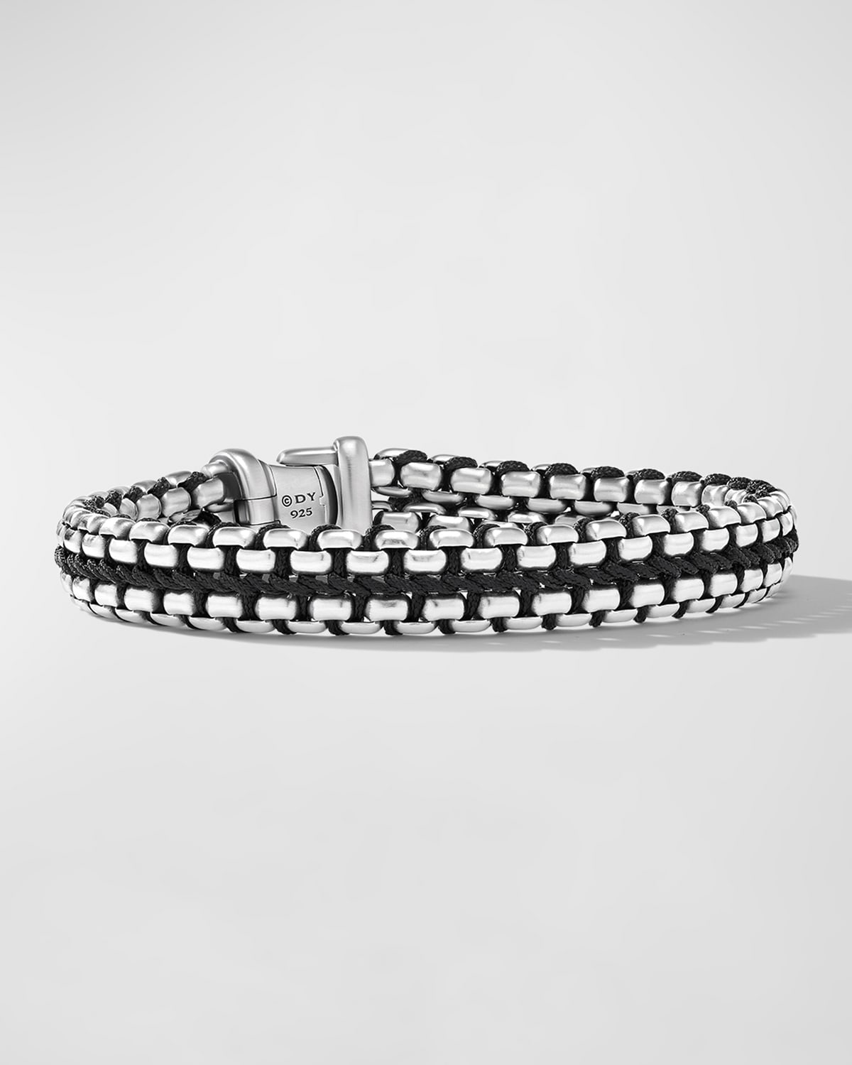 David Yurman Men's Woven Box Chain Bracelet In Sterling Silver With Nylon, 10mm, 7.5"l In Black