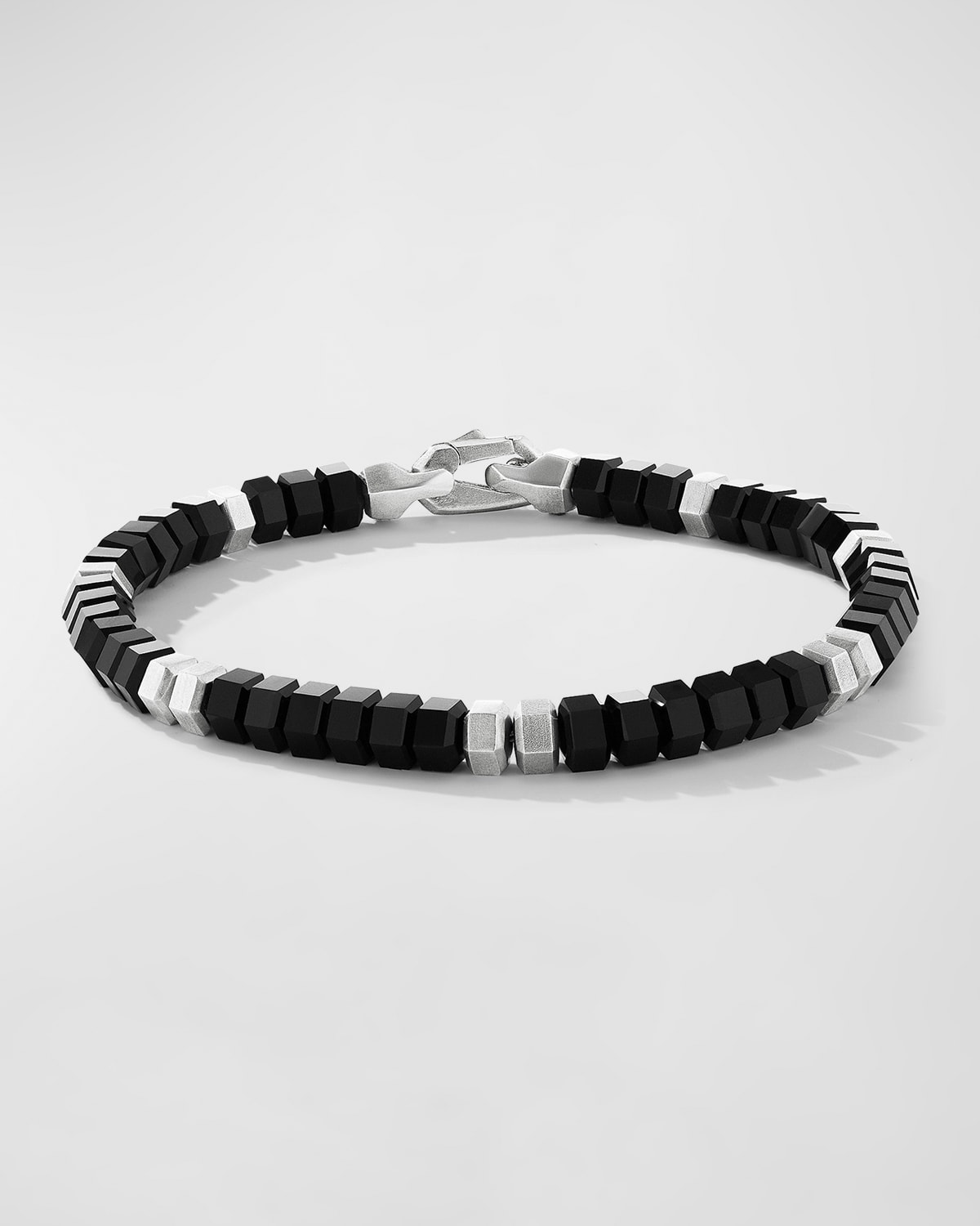 David Yurman Men's Hex Bead Bracelet In Silver With Black Onyx, 6mm, 7.5"l