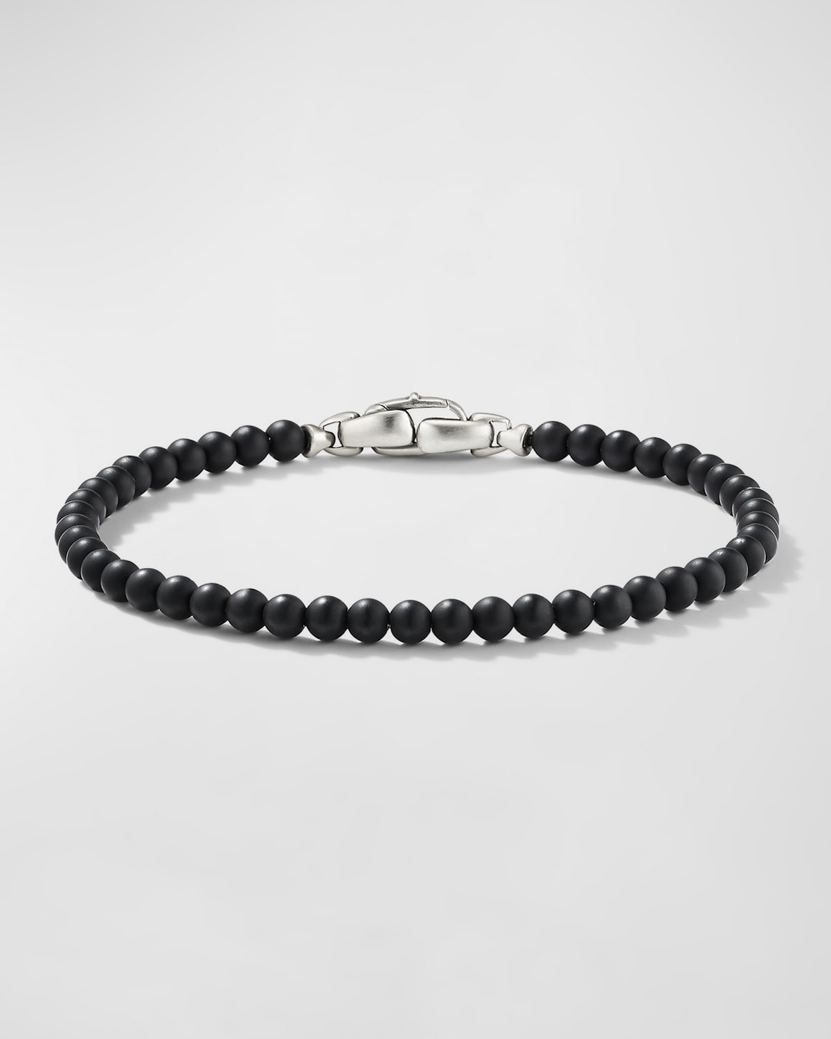 DAVID YURMAN MEN'S SPIRITUAL BEADS BRACELET IN SILVER WITH BLACK ONYX, 4MM, 5.5"L