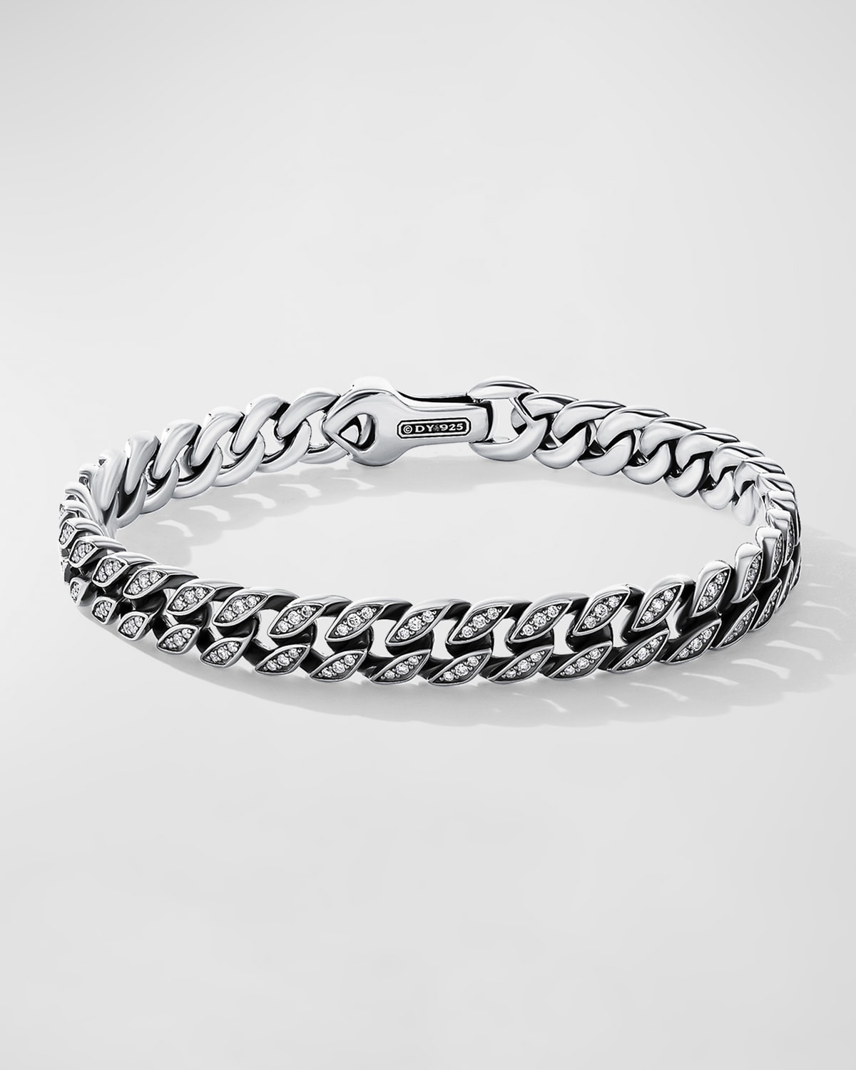 Shop David Yurman Men's Curb Chain Bracelet In Silver With Diamonds, 8mm, 5.5"l