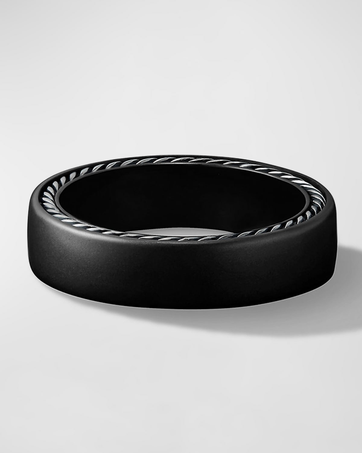 Men's Streamline Band Ring in Black Titanium, 6mm