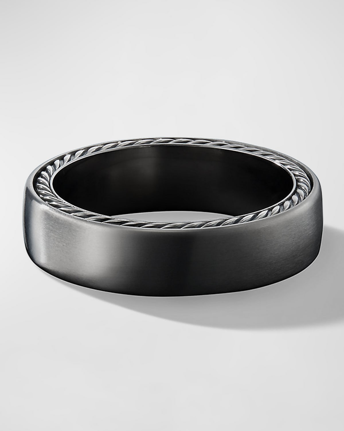 Men's Streamline Band Ring in Grey Titanium, 6mm
