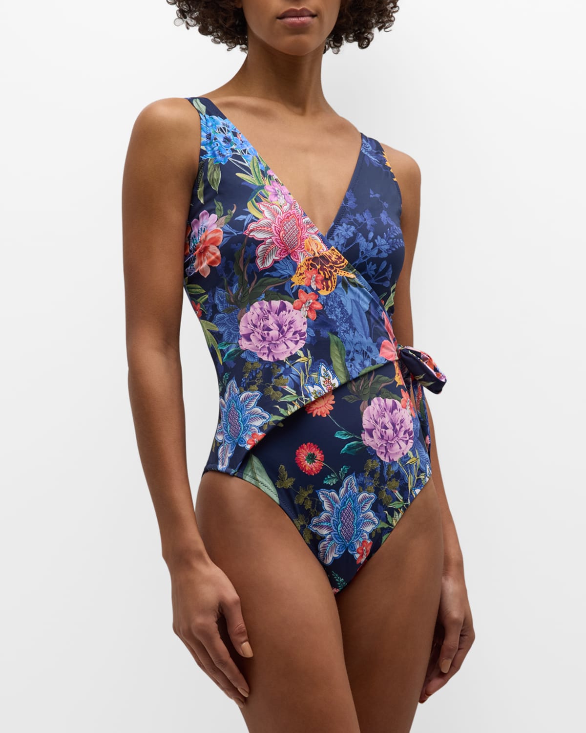 Johnny Was Neon Jungle Wrap One-piece Swimsuit In Multi