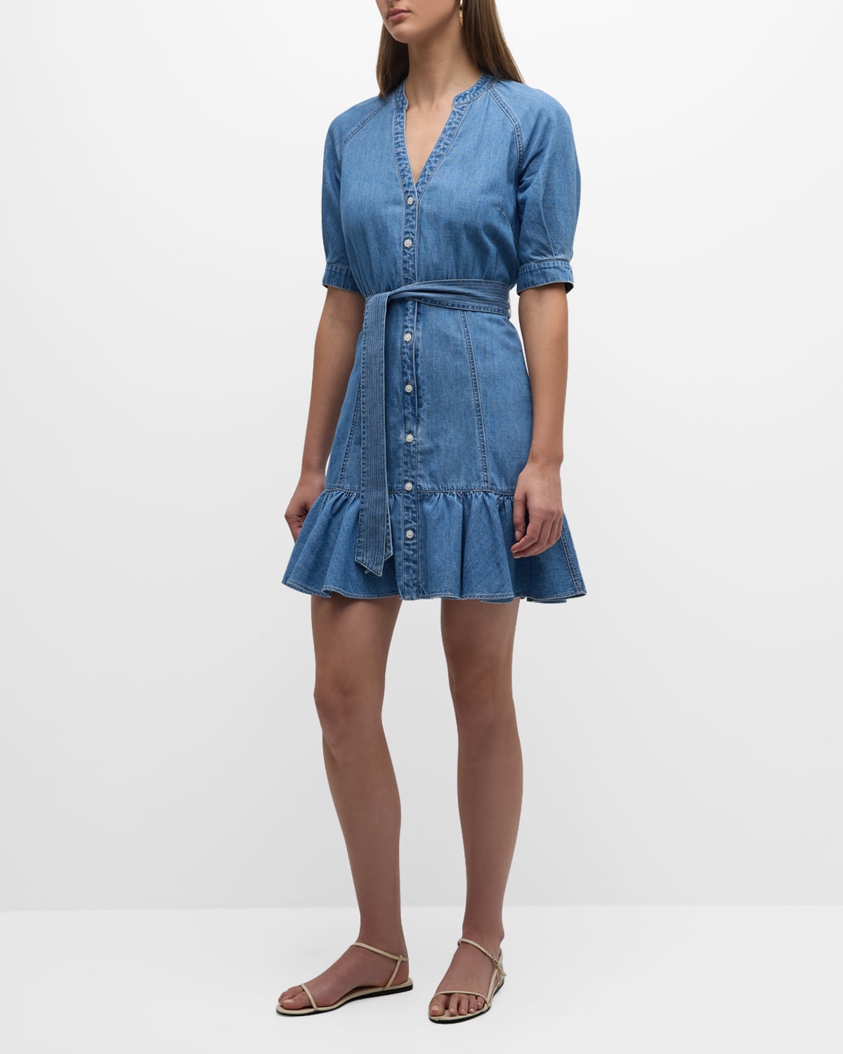 Kanika Short-Sleeve Denim Shirtdress