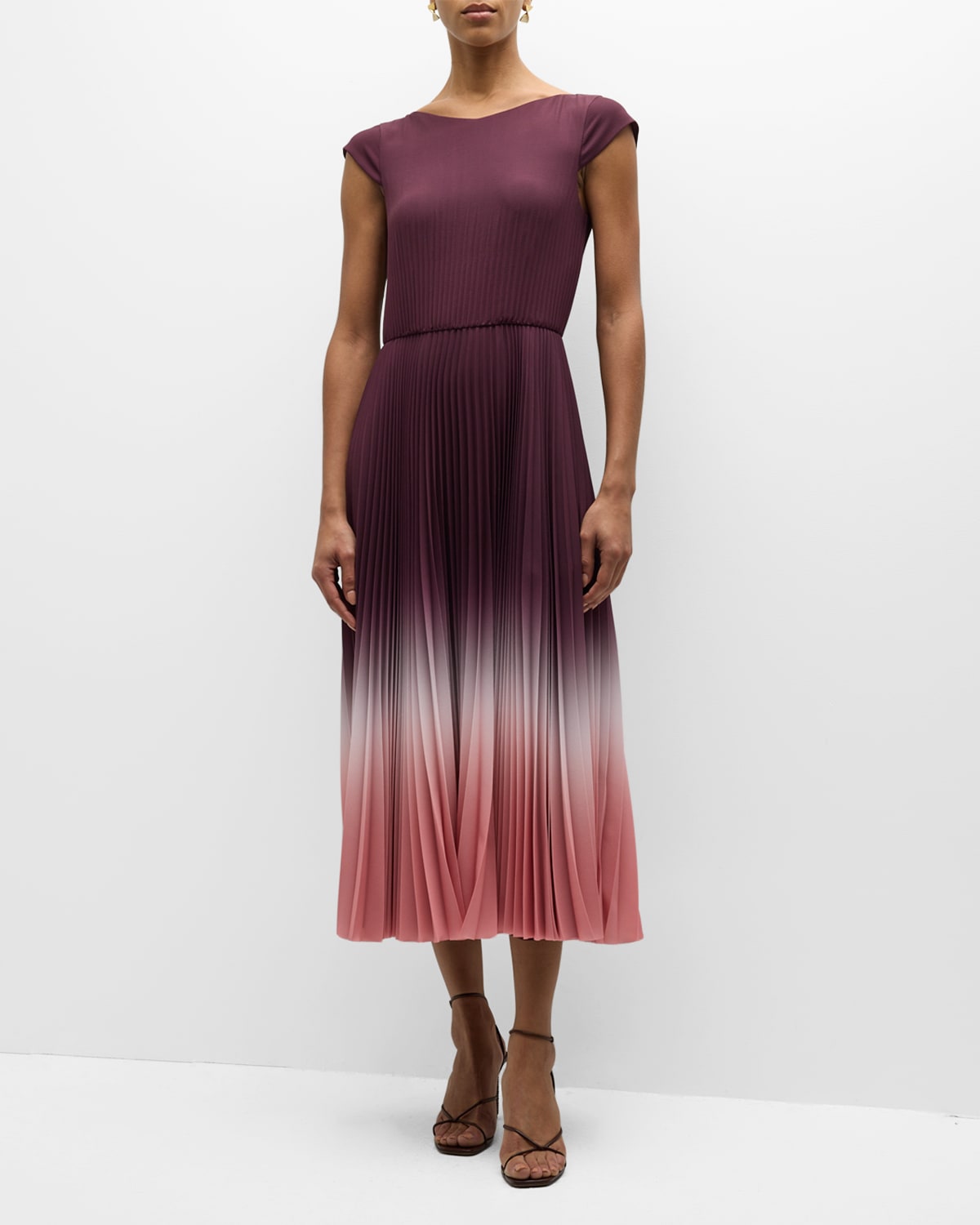 Jason Wu Collection Ombre Pleated Crepe Dress In Fig/rosewater