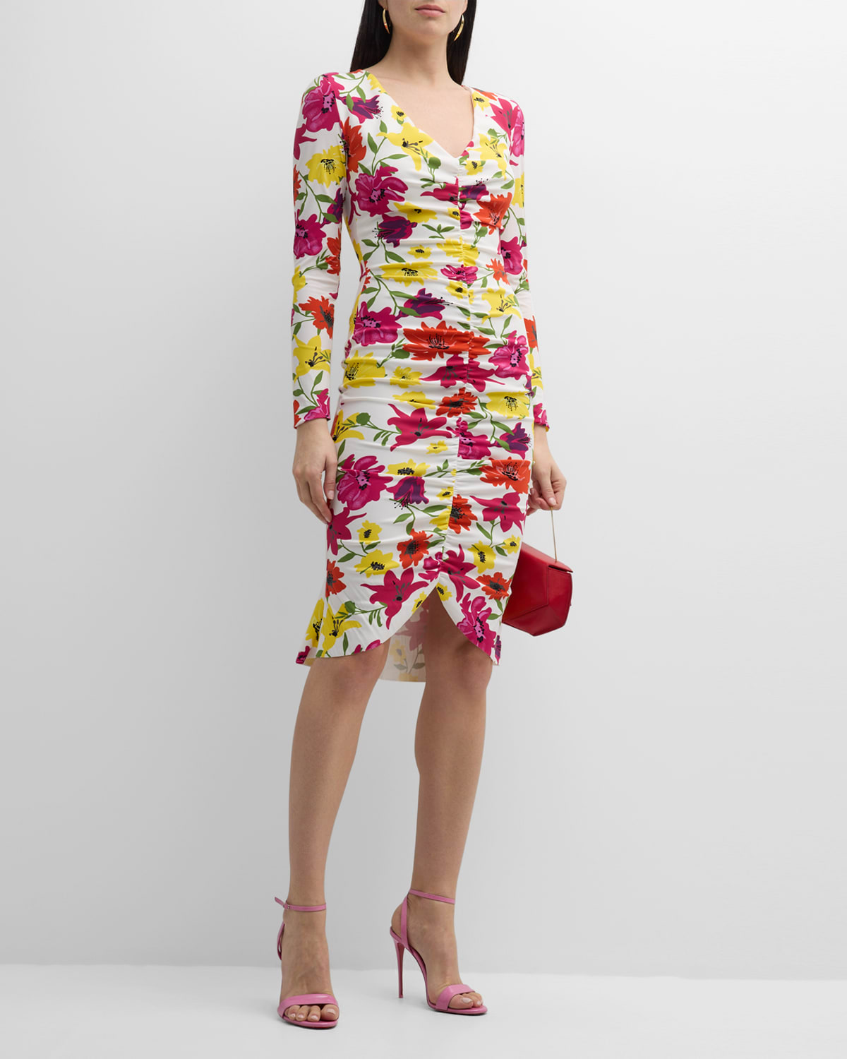 Chiara Boni La Petite Robe Tatangela Floral-print Bodycon Midi Dress In Vibrant Flowers