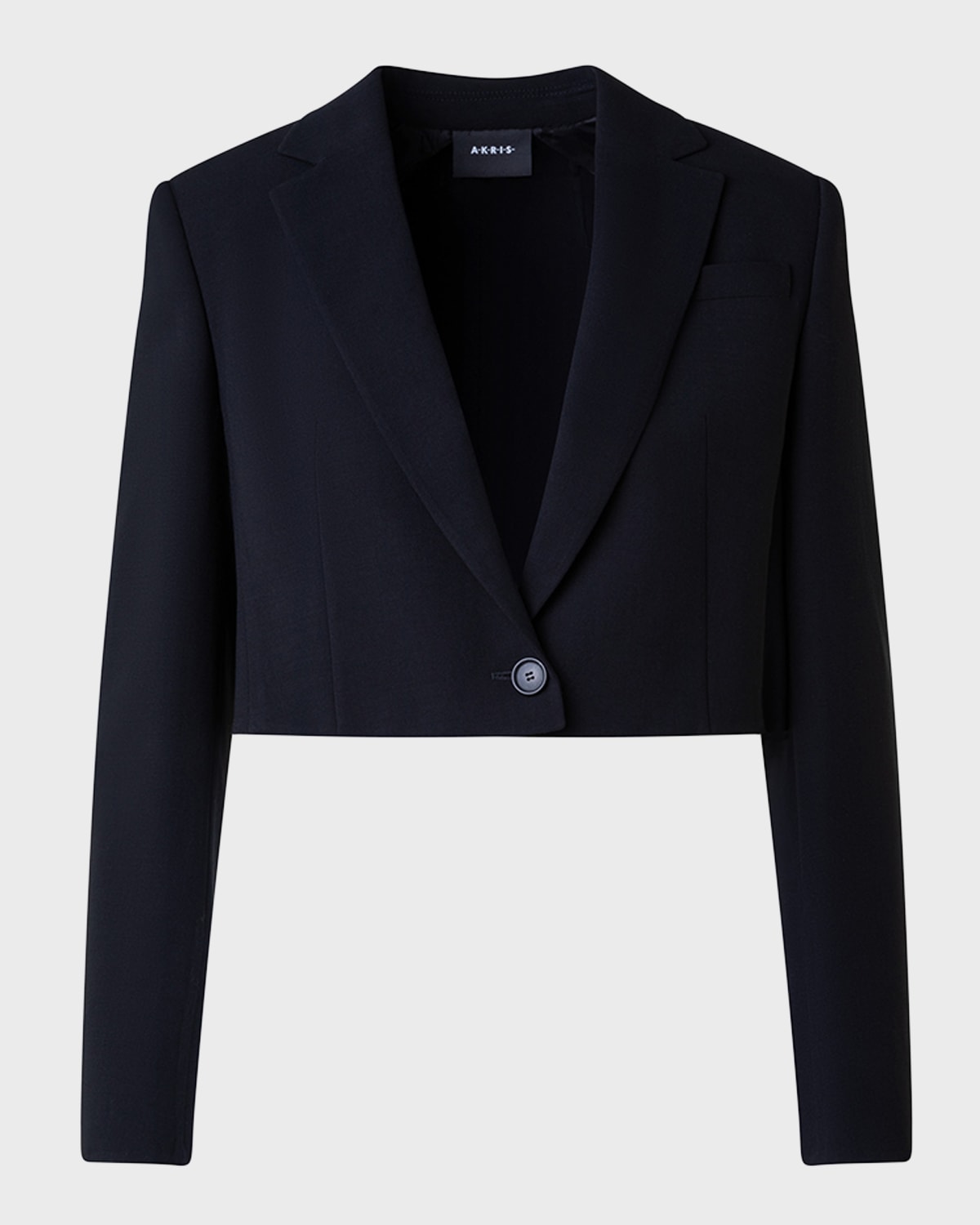 Shop Akris Wool-blend Cropped Blazer Jacket In Black