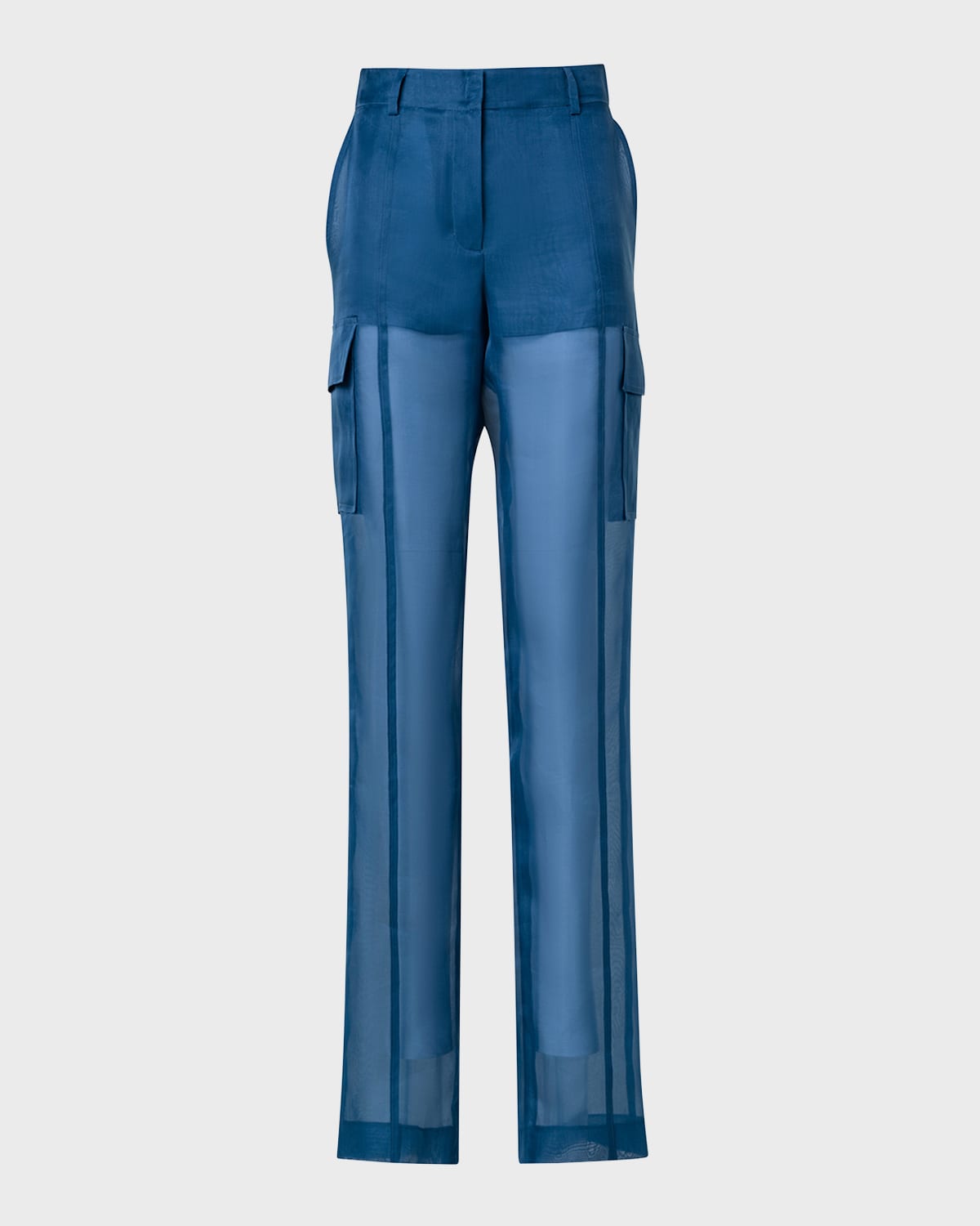 Shop Akris Mel Silk Gauze Cargo Pants In Denim