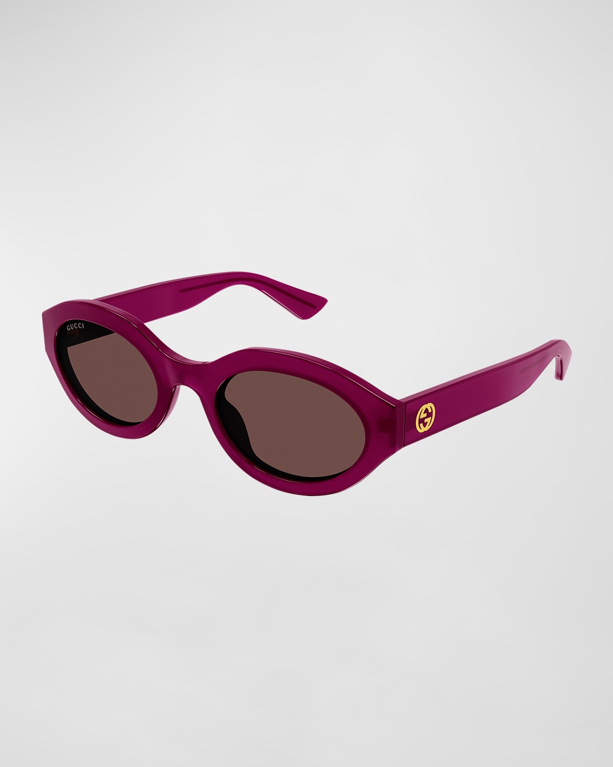 Shop Gucci Gg Plastic Oval Sunglasses In Fuchsia
