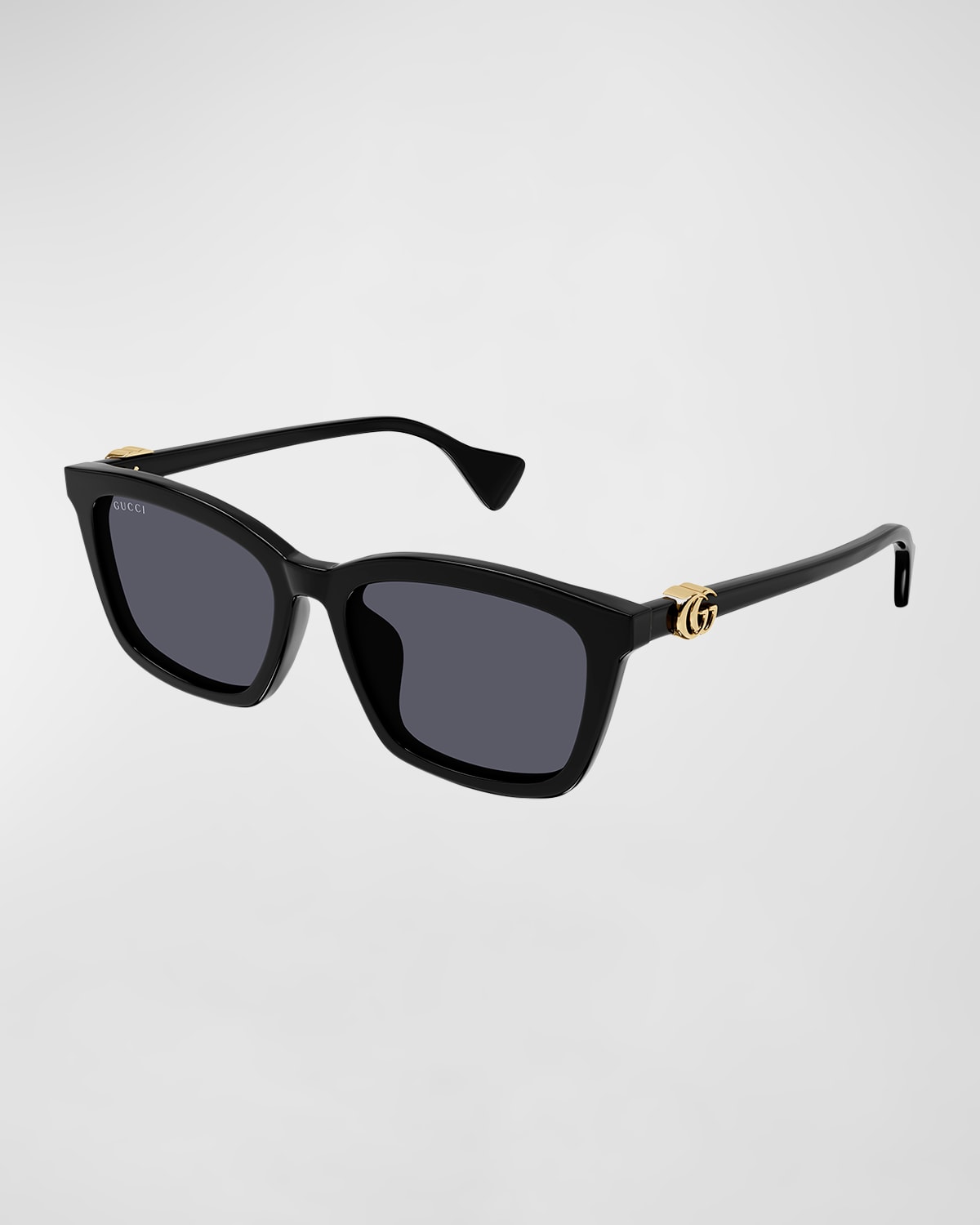 Shop Gucci Gg Acetate Rectangle Sunglasses In Black