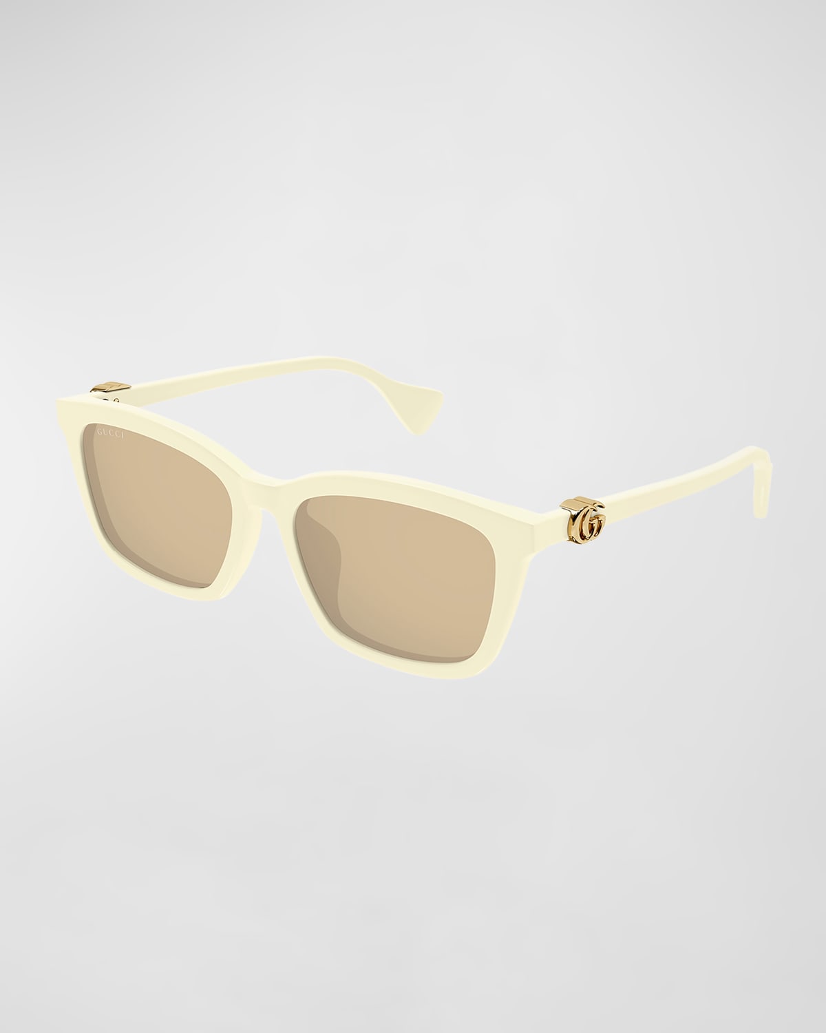 Shop Gucci Gg Acetate Rectangle Sunglasses In Ivory