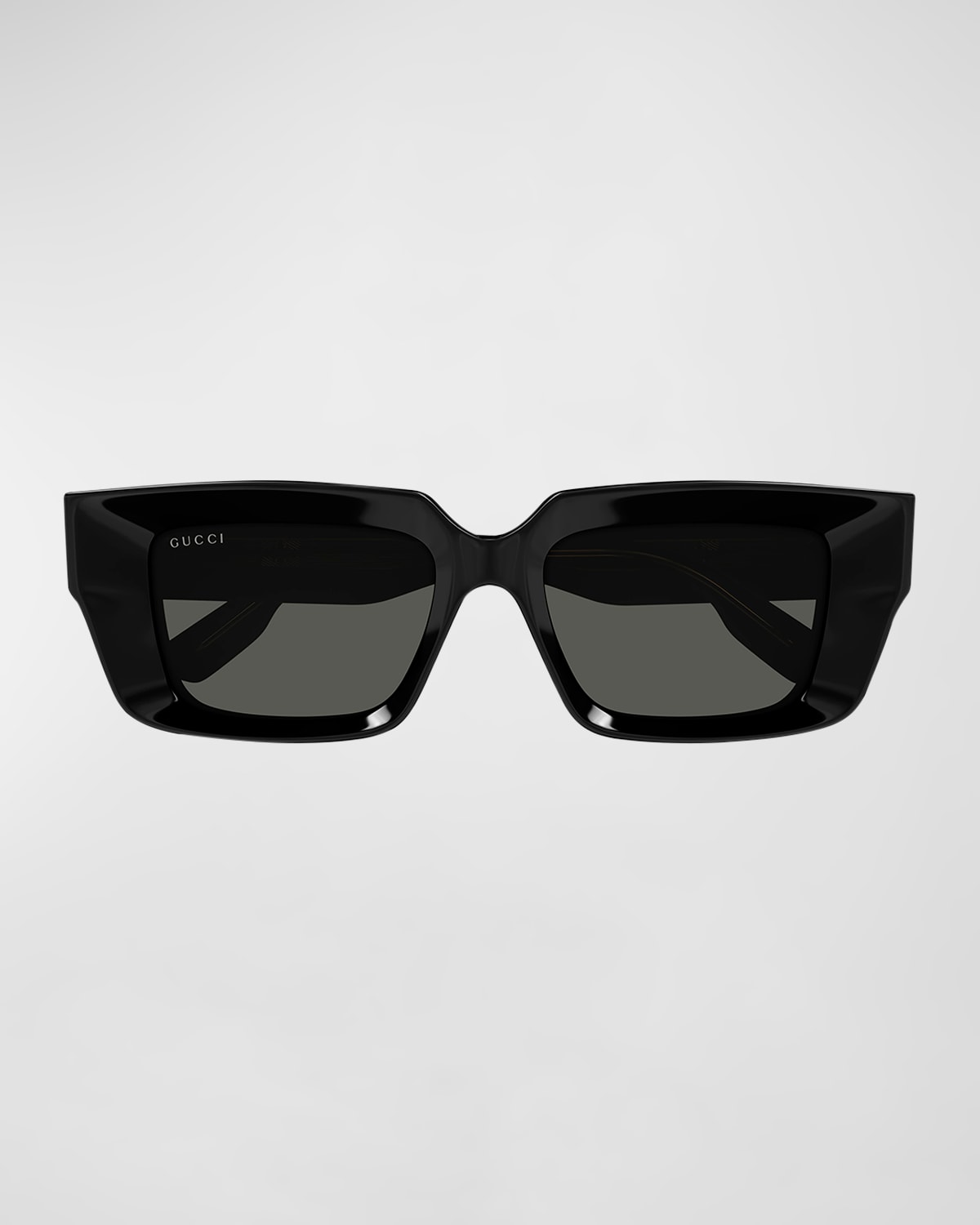 Gucci Beveled Acetate Rectangle Sunglasses In Black