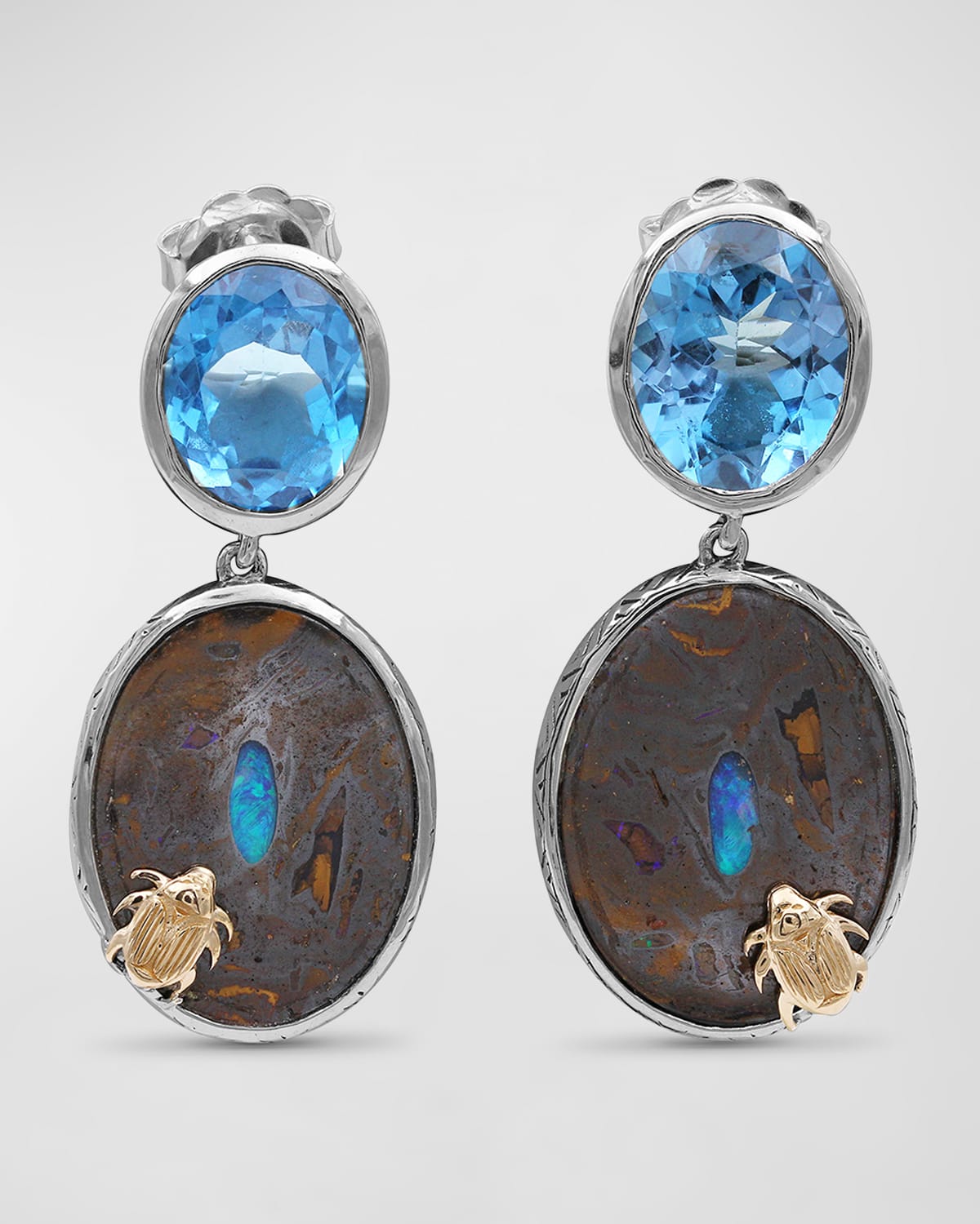 Stephen Dweck London Blue Topaz And Yowah Opal Drop Earrings