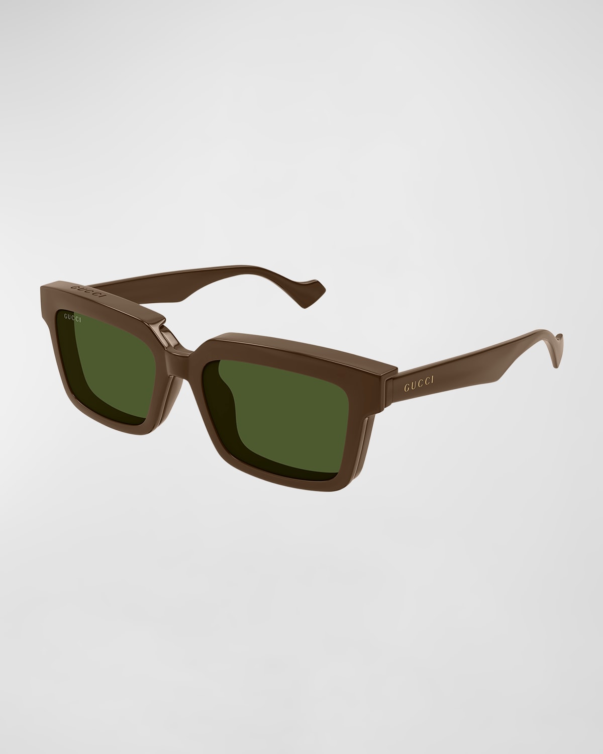 Shop Gucci Men's Plastic Square Sunglasses In Brown